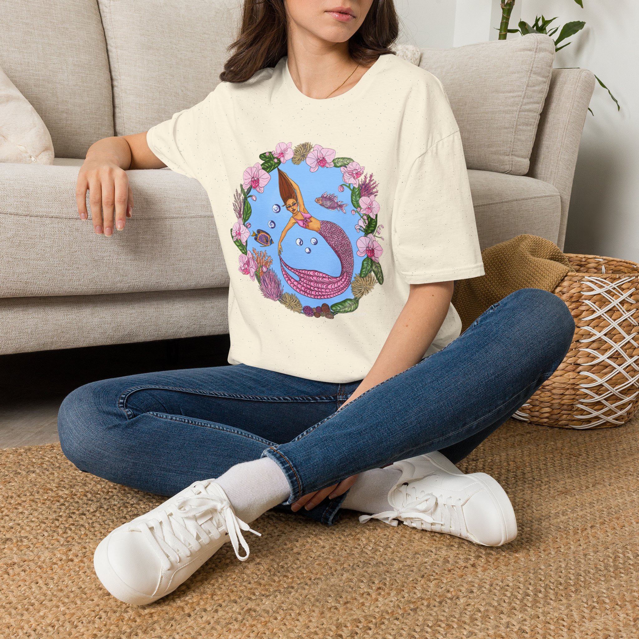 Mermaid Beach Vibes T-Shirt — Tropical Floral Ocean Graphic - Image 14