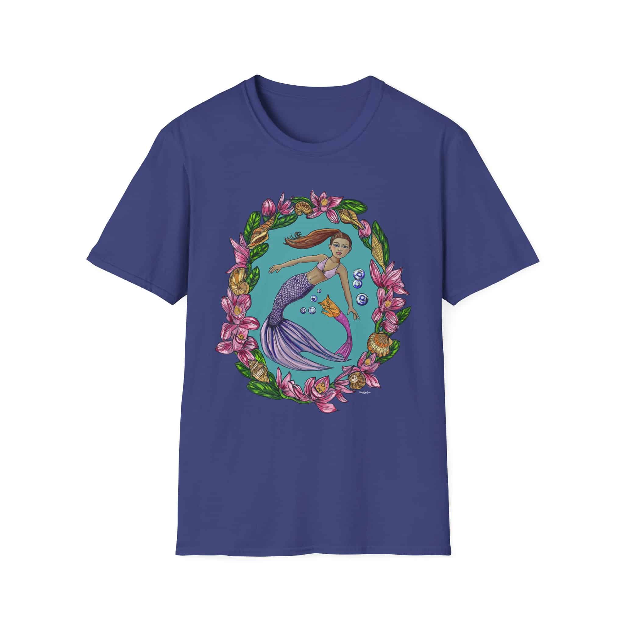 Mercat with Mermaid Beach Vibes T-Shirt — Tropical Floral Ocean Graphic - Image 36