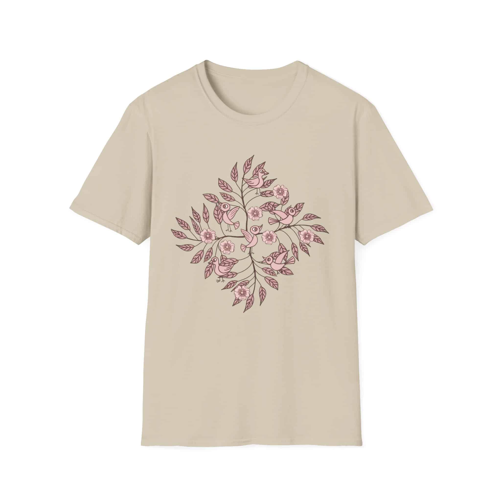 Floral Bird Branch T‑Shirt — Vintage Rose Botanical Graphic Tee - Image 18