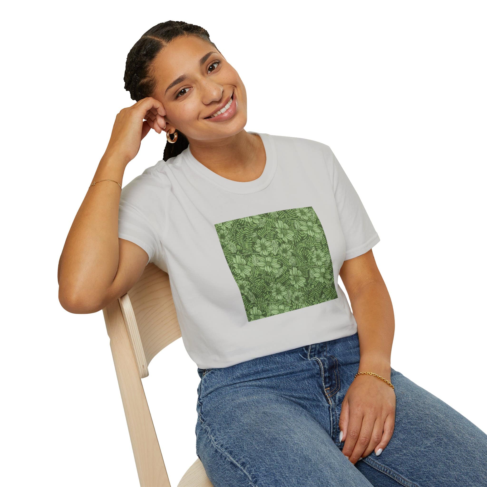 Floral Hibiscus Pattern T-Shirt — Vintage Tropical Flower Tee - Image 7