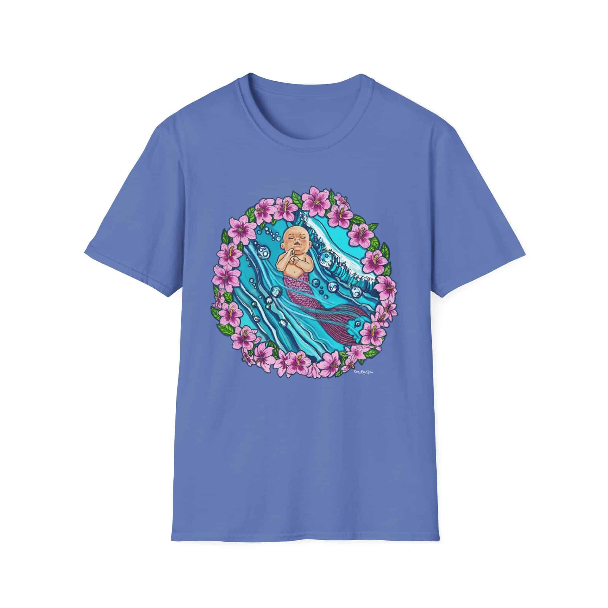 Waves Baby Mermaid Beach Vibes T-Shirt — Tropical Floral Ocean Graphic - Image 21