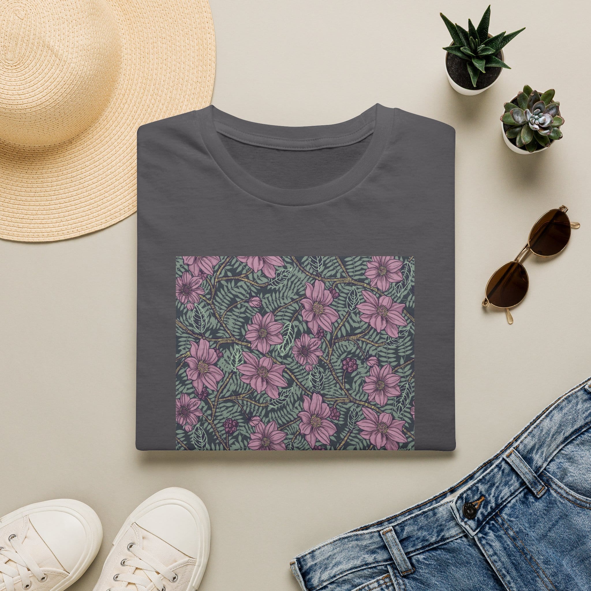Floral Hibiscus Pattern T-Shirt — Vintage Tropical Flower Tee - Image 21