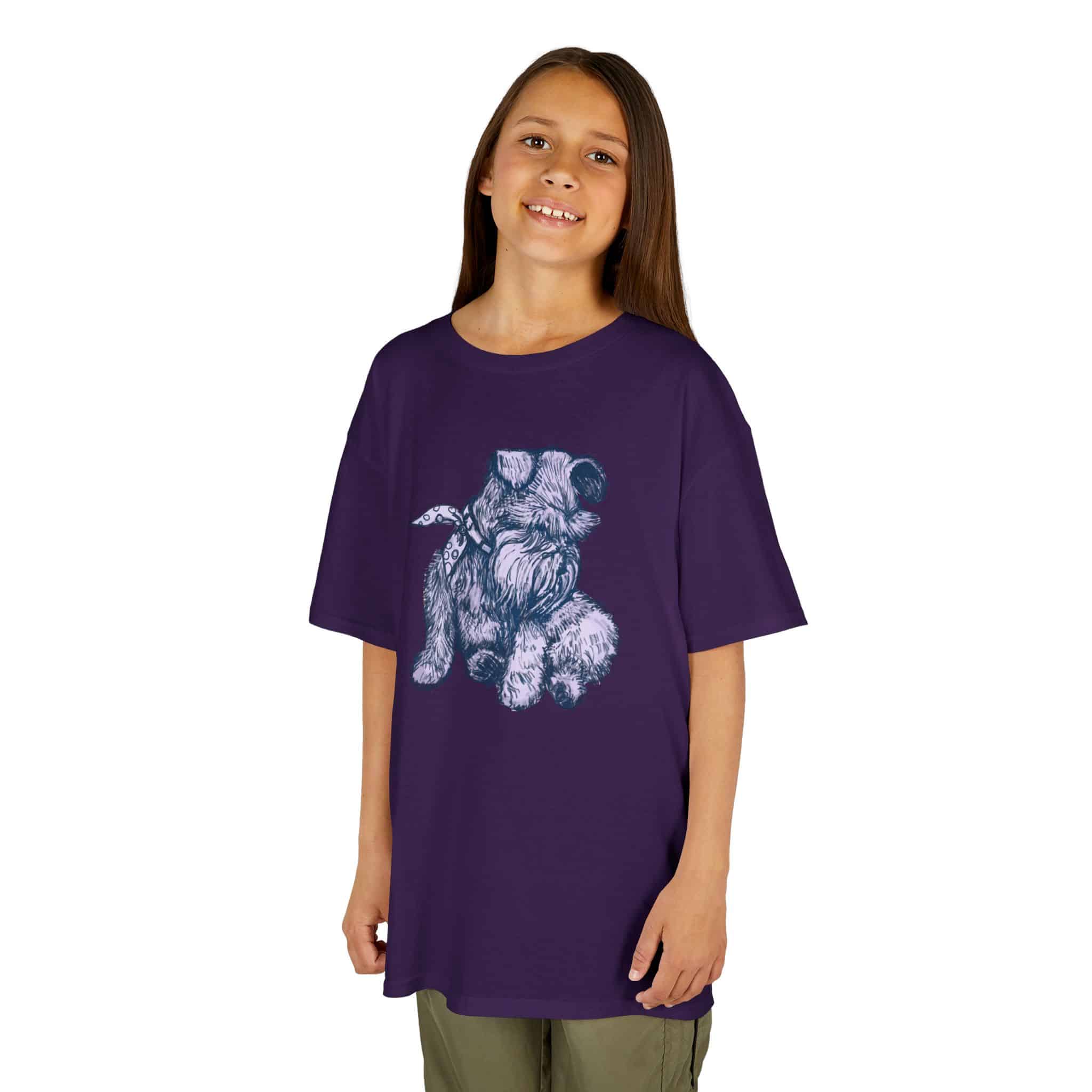 Kids T‑Shirt — Schnauzer Dog Sketch Tee - Image 30