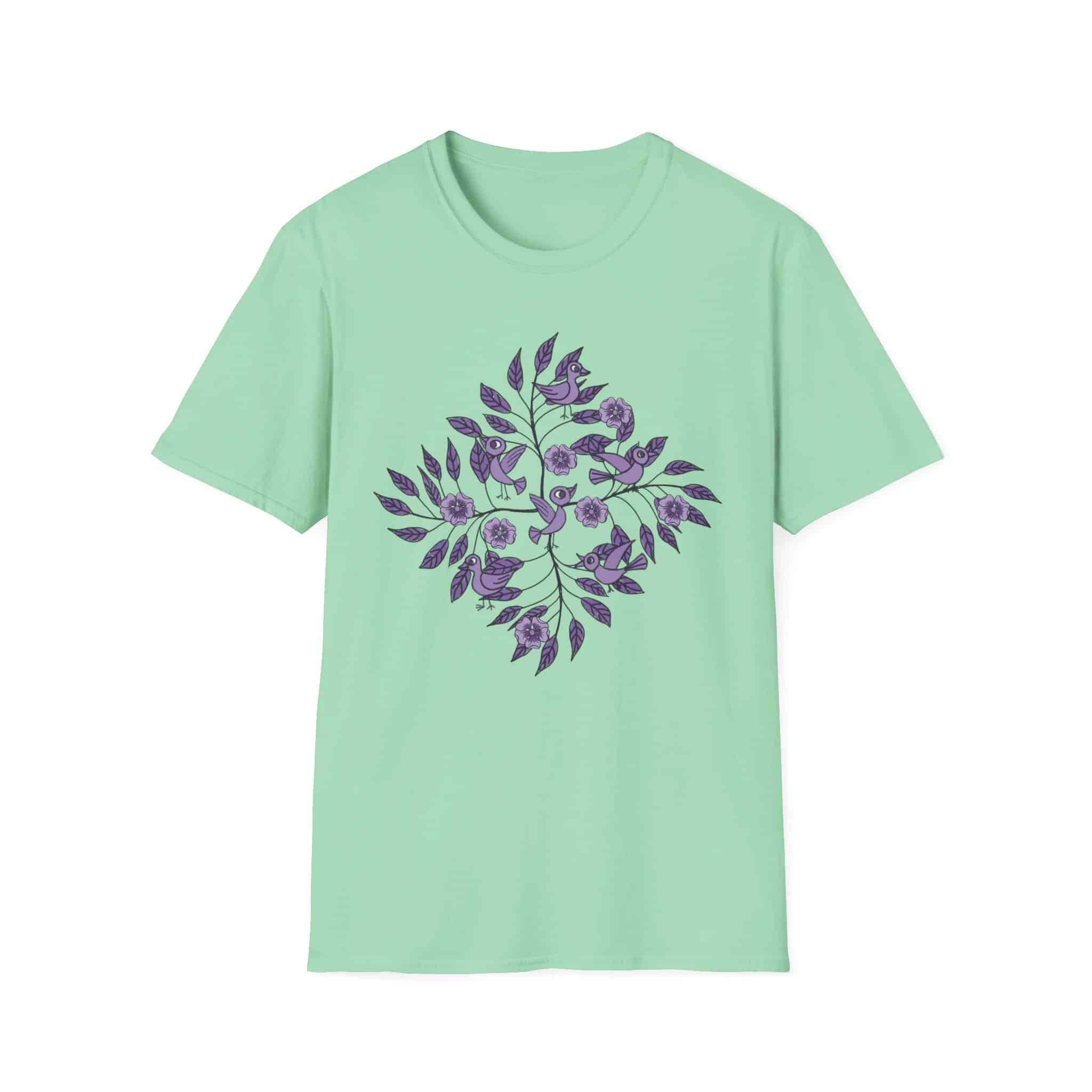 Floral Bird Tee — Purple Botanical Branch Graphic T-Shirt - Image 22