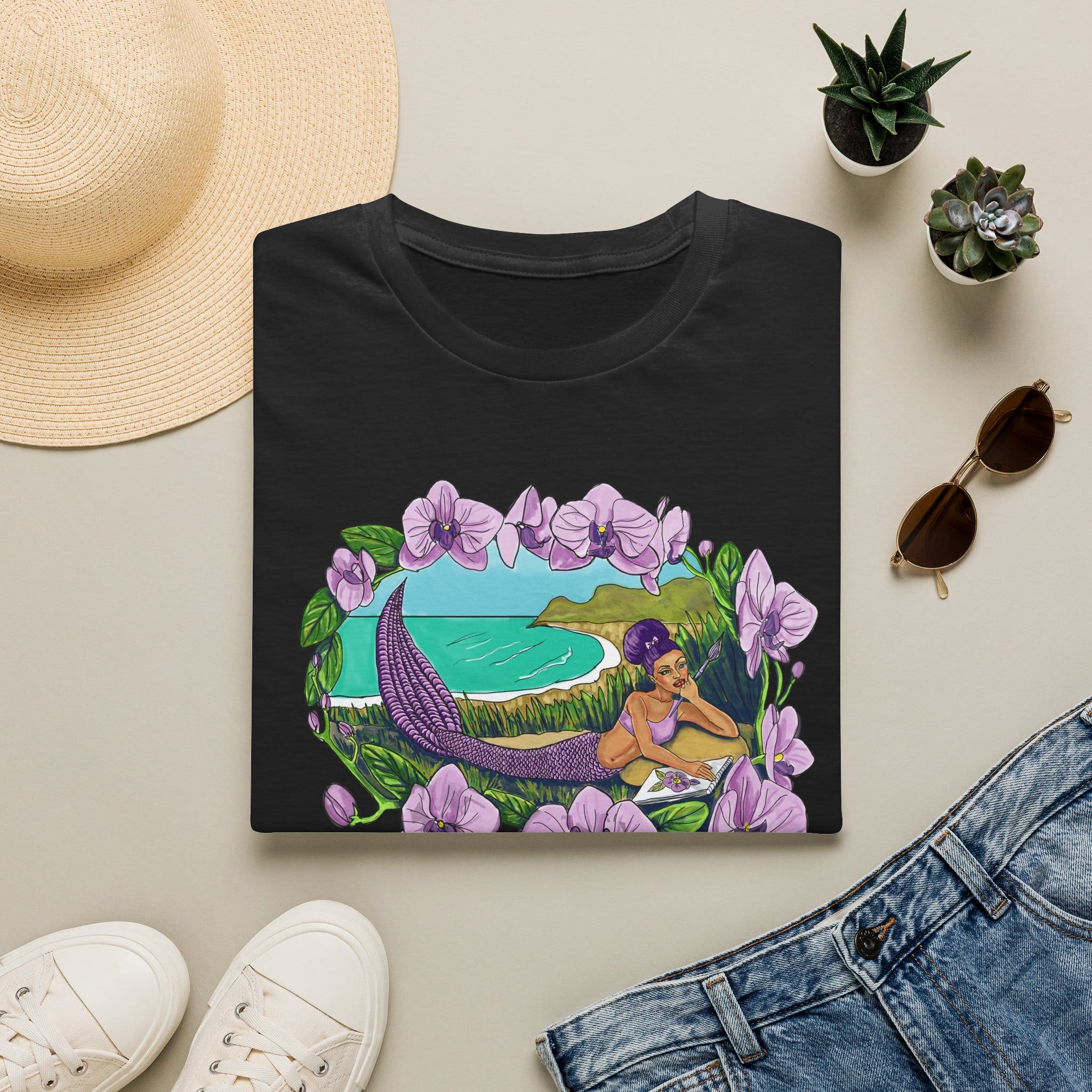 Mermaid Beach Vibes T-Shirt — Tropical Floral Ocean Graphic - Image 7