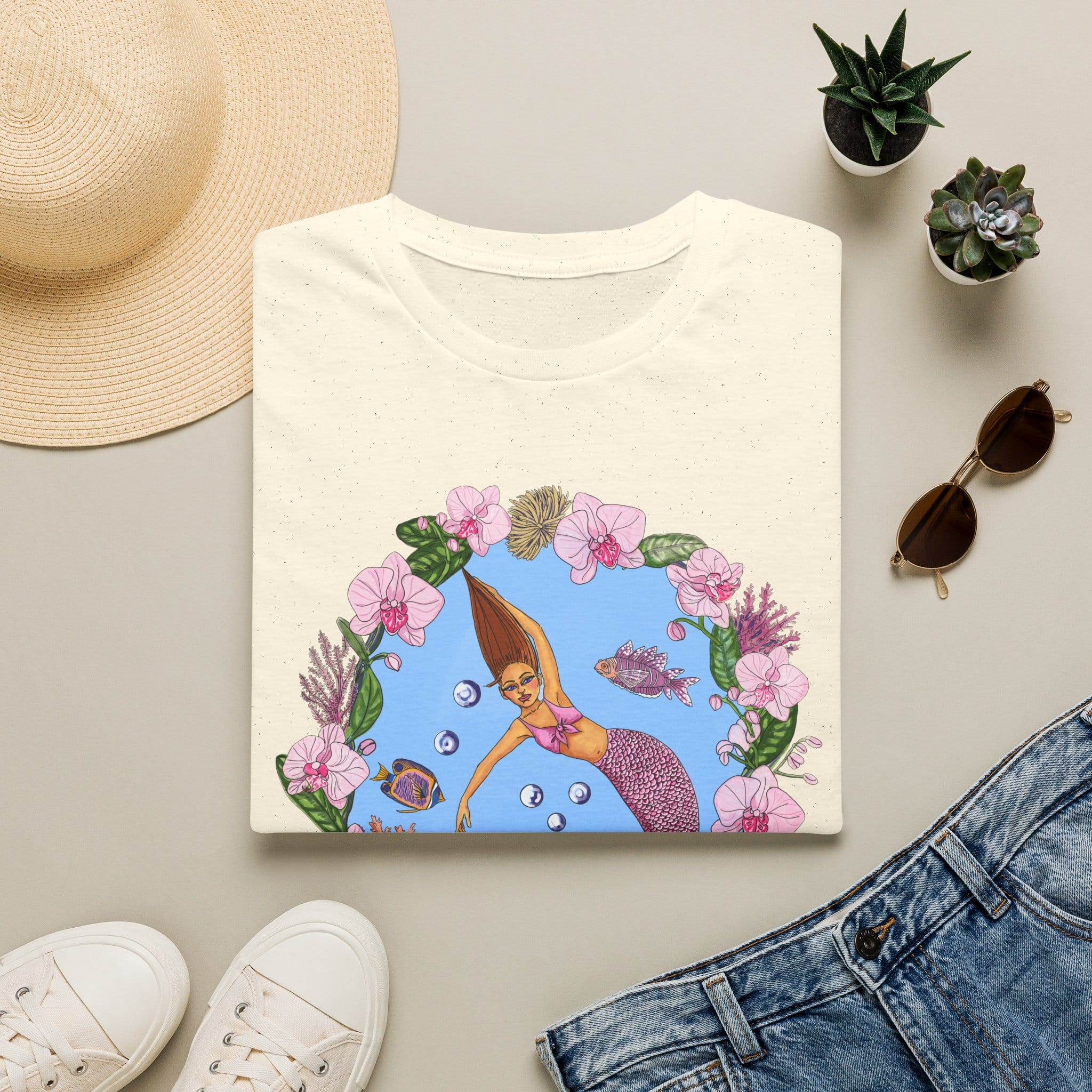 Mermaid Beach Vibes T-Shirt — Tropical Floral Ocean Graphic - Image 13