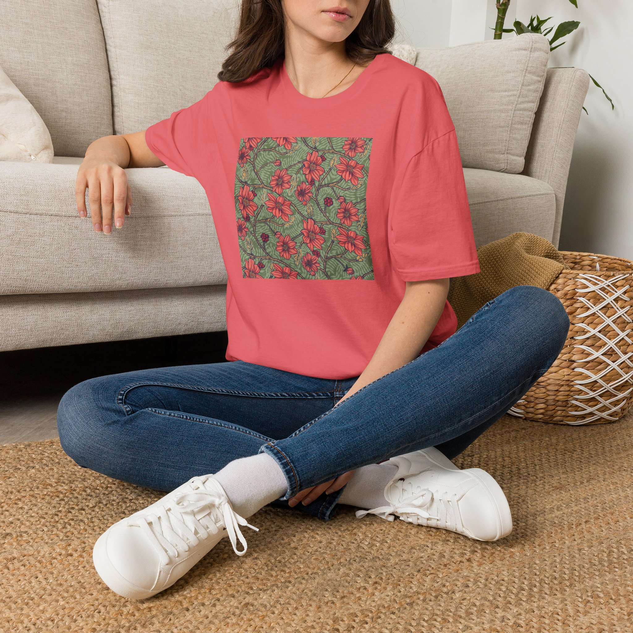 Floral Hibiscus Pattern T-Shirt — Vintage Tropical Flower Tee - Image 22
