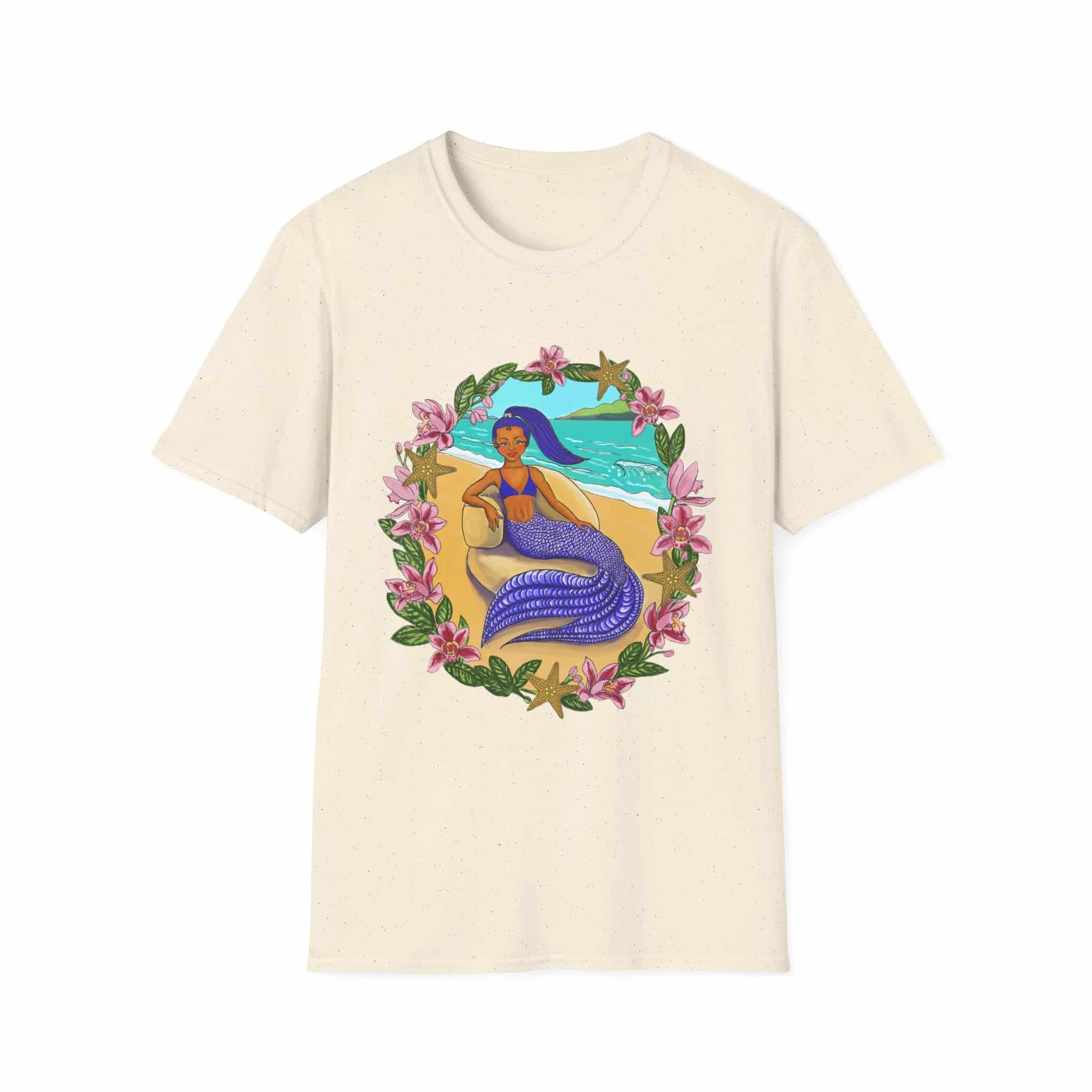 Blue-Haired Mermaid2 Beach Vibes T-Shirt — Tropical Floral Ocean Graphic - Image 18