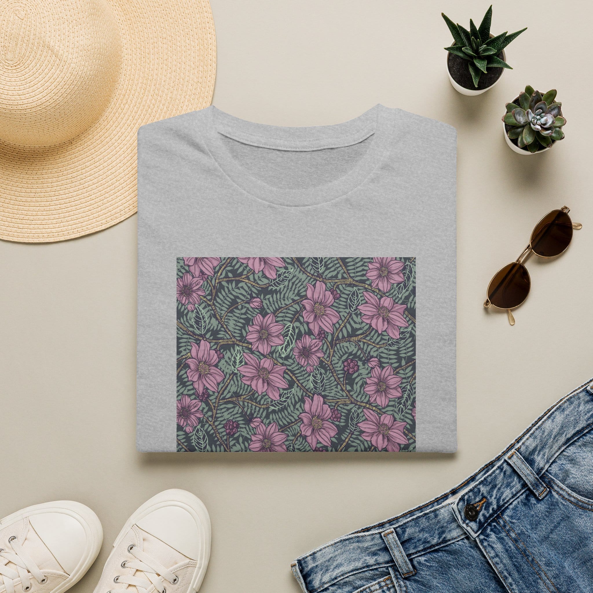 Floral Hibiscus Pattern T-Shirt — Vintage Tropical Flower Tee - Image 17