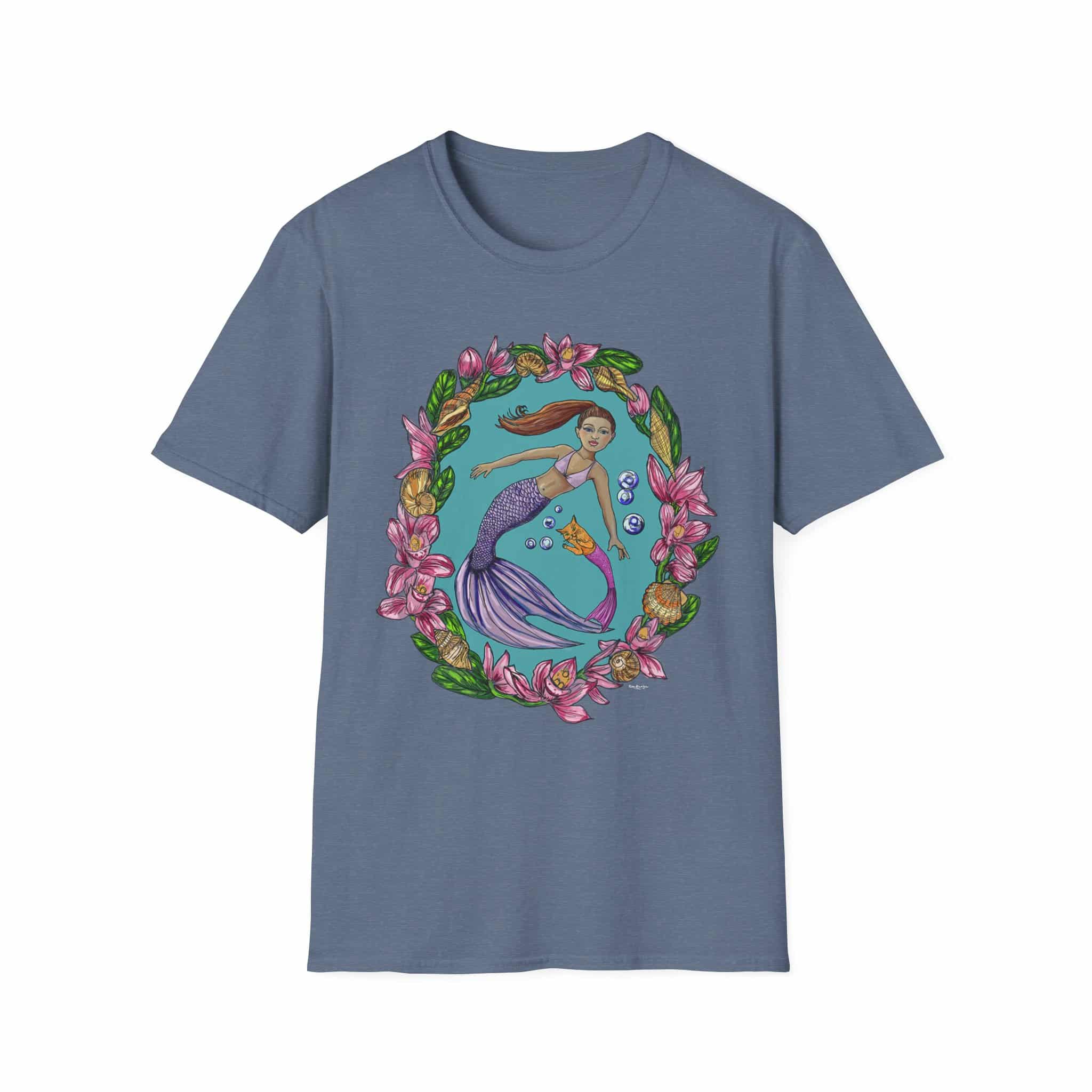 Mercat with Mermaid Beach Vibes T-Shirt — Tropical Floral Ocean Graphic - Image 21