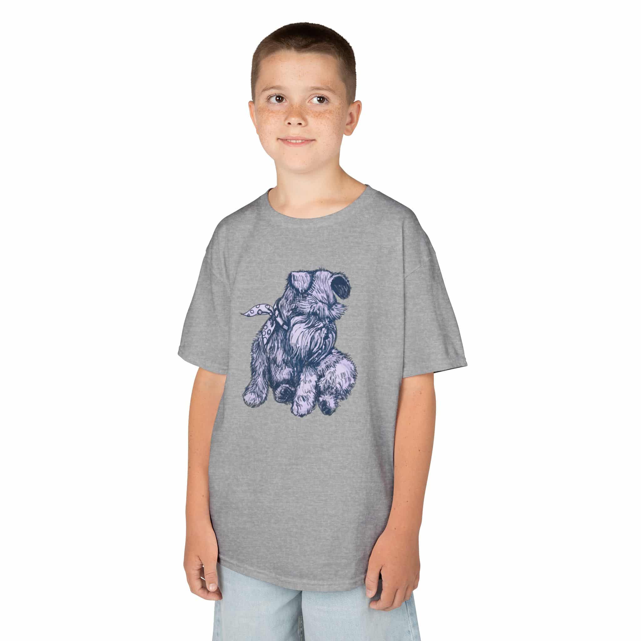 Kids T‑Shirt — Schnauzer Dog Sketch Tee - Image 15