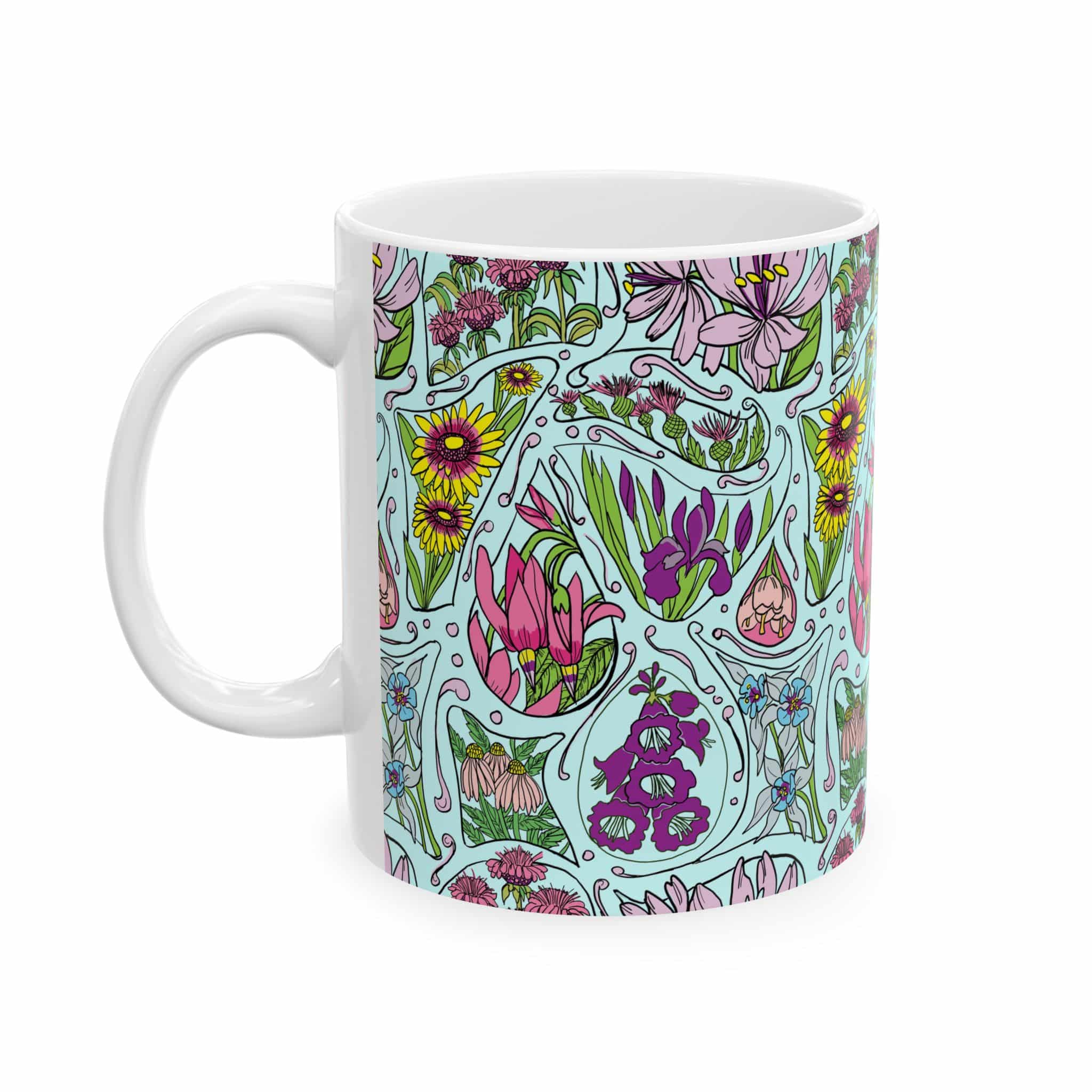 Floral Botanical Pattern Ceramic Mug (11oz, 15oz)