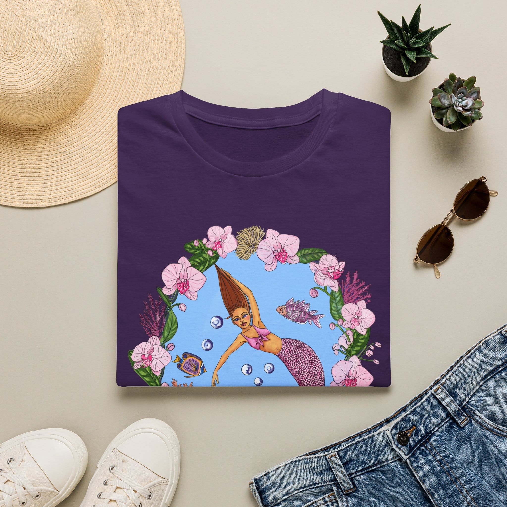 Mermaid Beach Vibes T-Shirt — Tropical Floral Ocean Graphic - Image 5