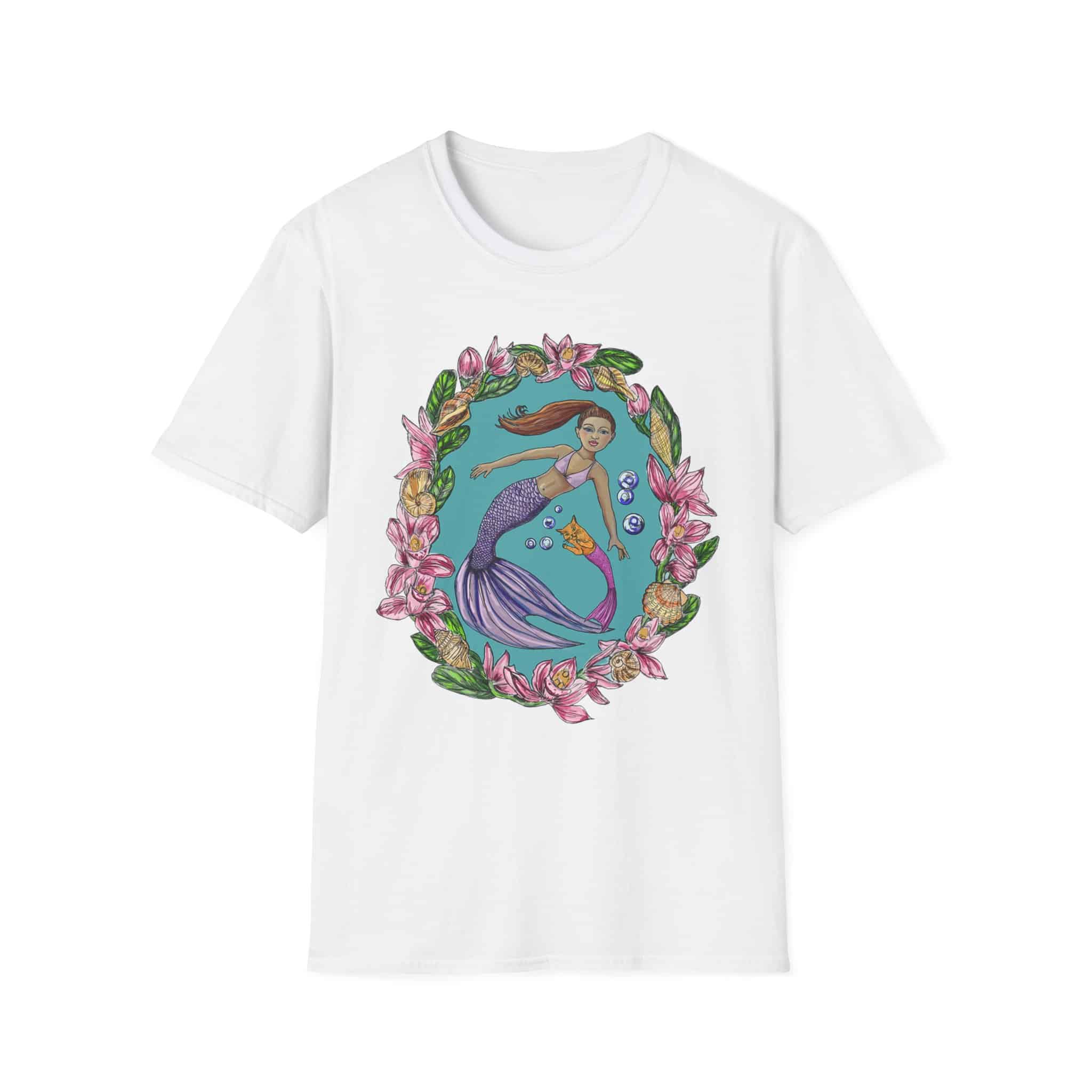 Mercat with Mermaid Beach Vibes T-Shirt — Tropical Floral Ocean Graphic - Image 9