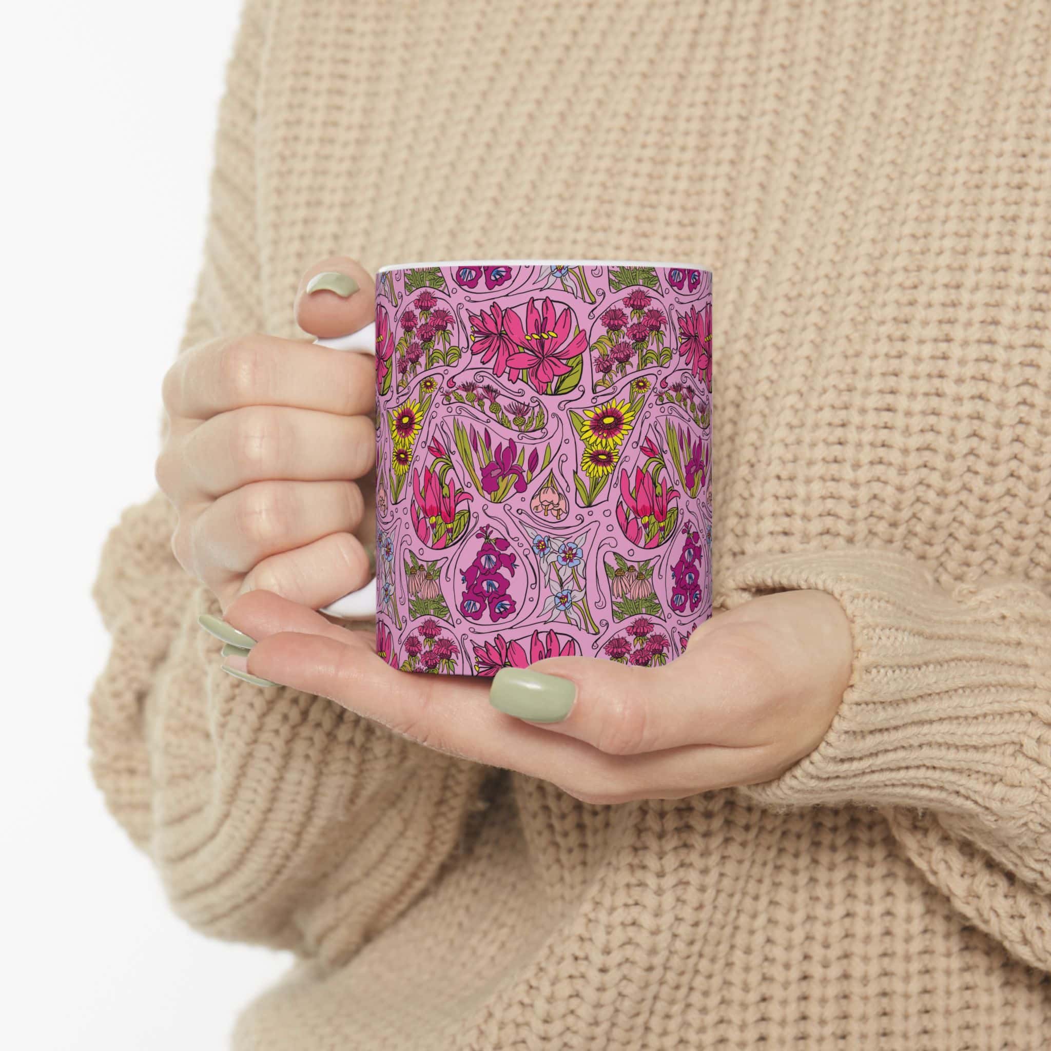 Pink Wildflower Ceramic Mug — 11oz & 15oz - Image 5