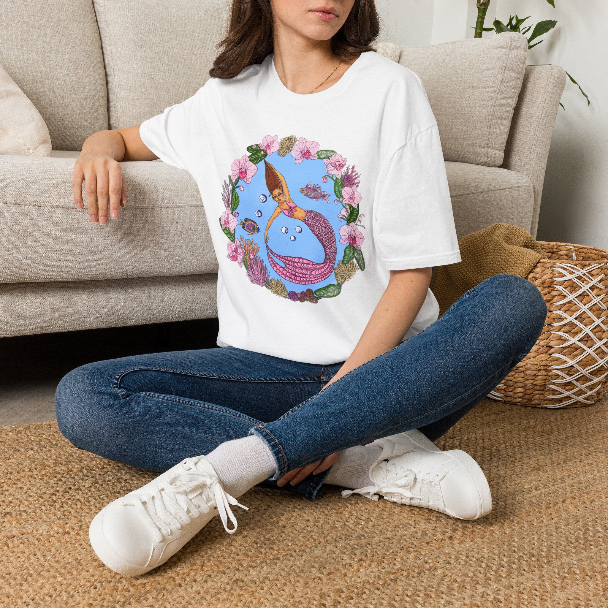 Mermaid Beach Vibes T-Shirt — Tropical Floral Ocean Graphic - Image 10