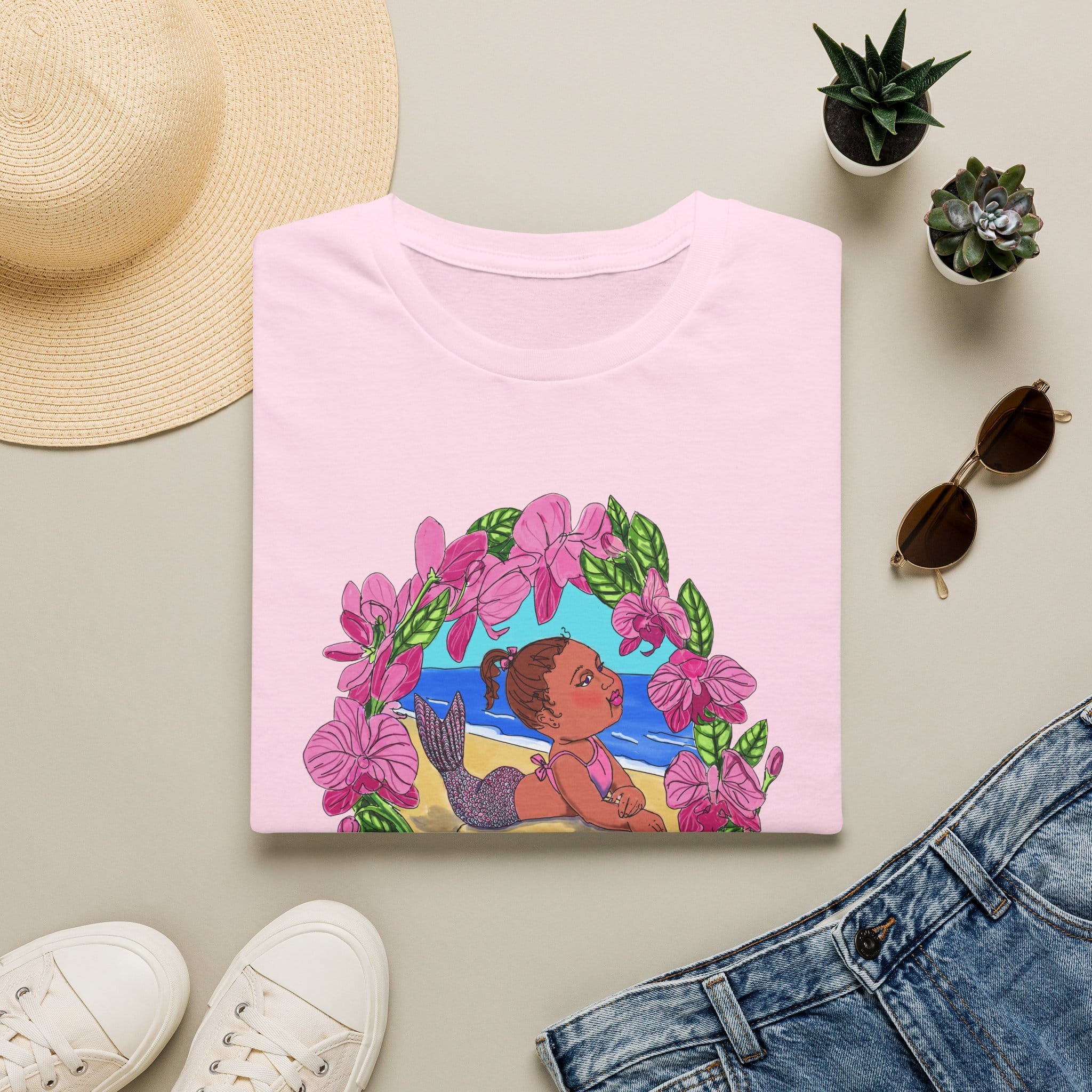 Mer-Toddler Sunbathing Beach Vibes T-Shirt — Tropical Floral Ocean Graphic - Image 7