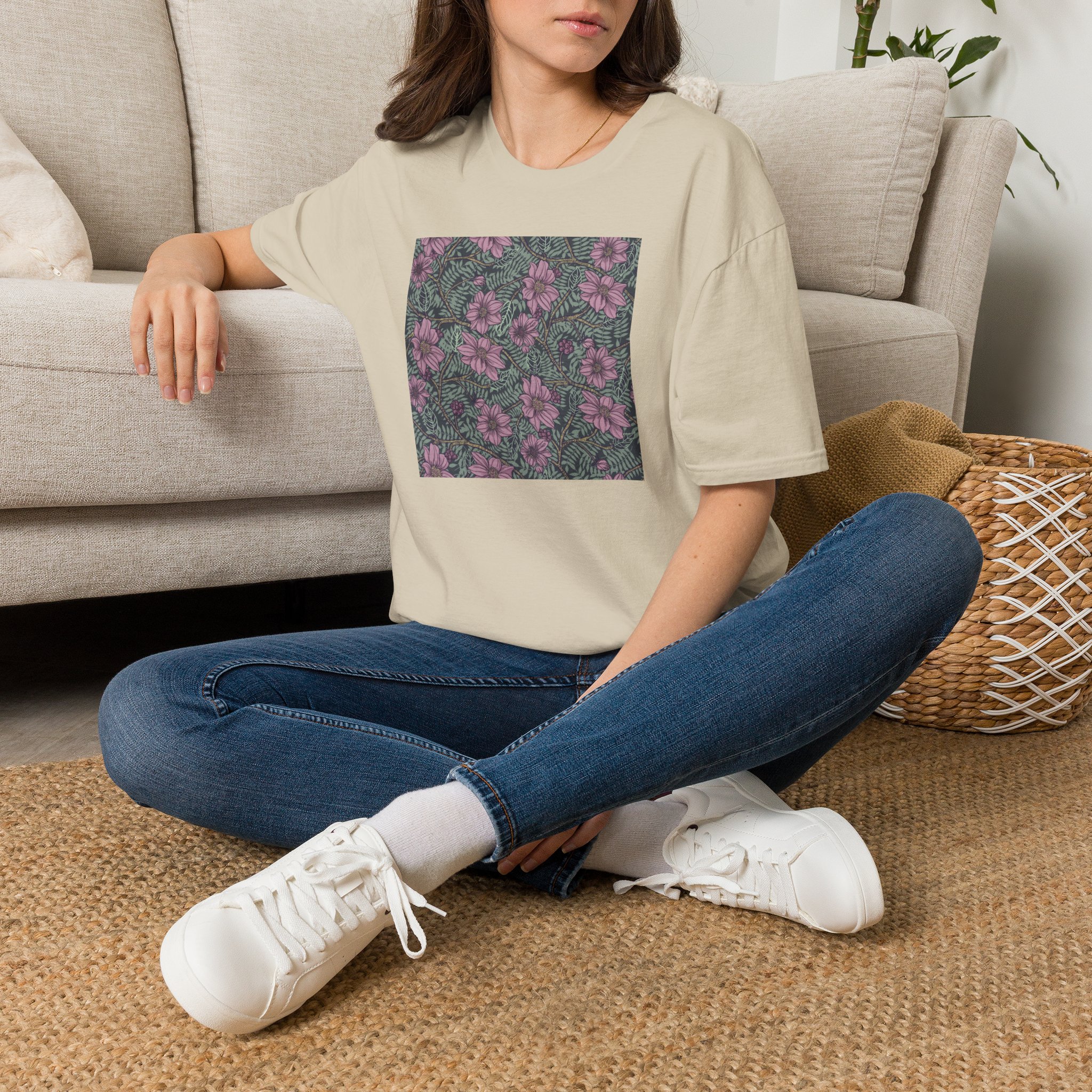 Floral Hibiscus Pattern T-Shirt — Vintage Tropical Flower Tee - Image 6