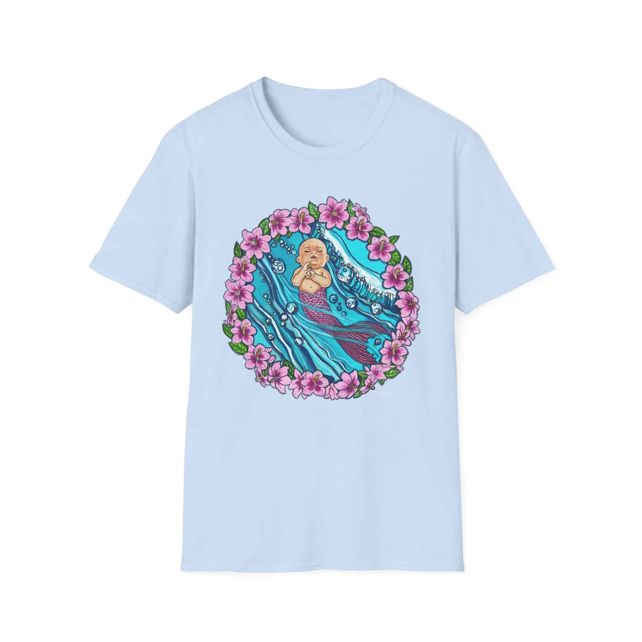 Waves Baby Mermaid Beach Vibes T-Shirt — Tropical Floral Ocean Graphic - Image 3
