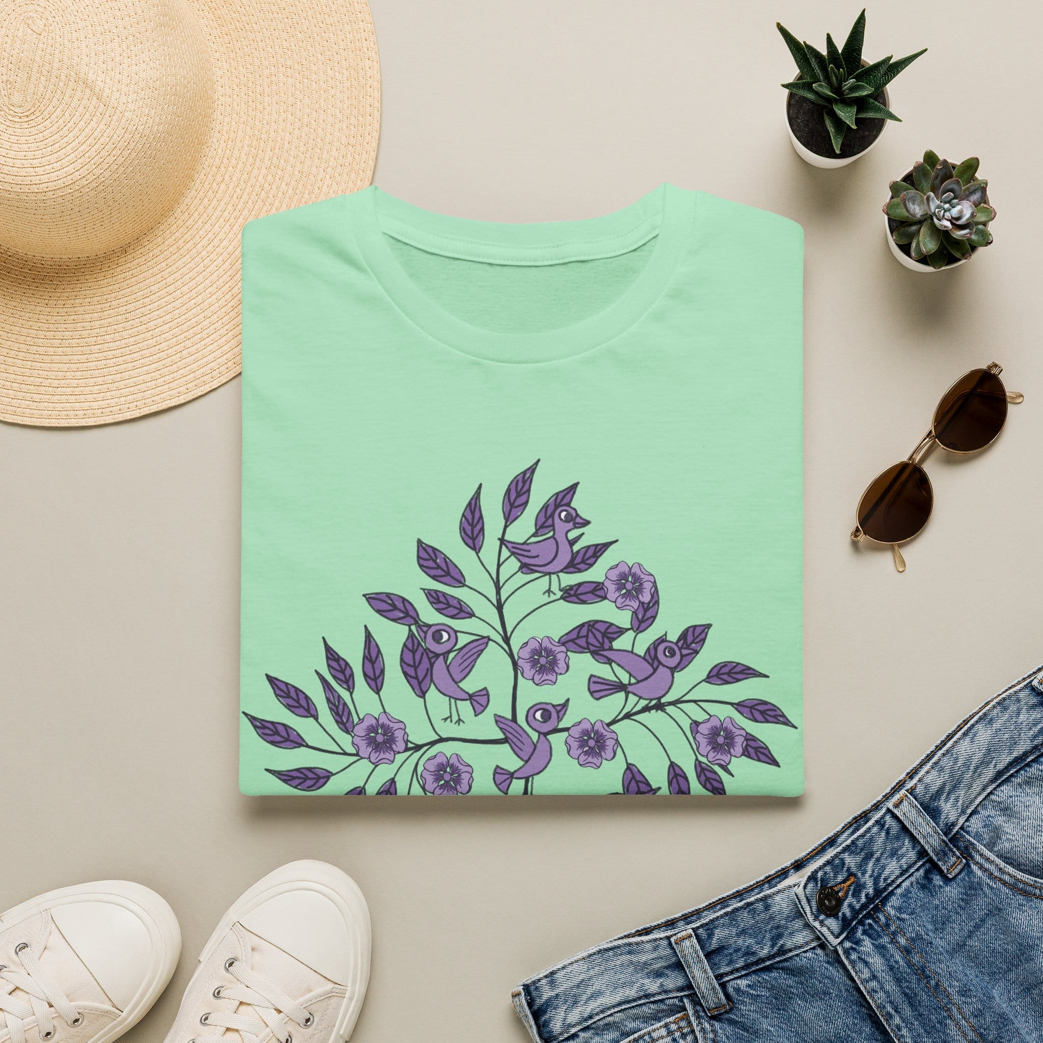Floral Bird Tee — Purple Botanical Branch Graphic T-Shirt - Image 20