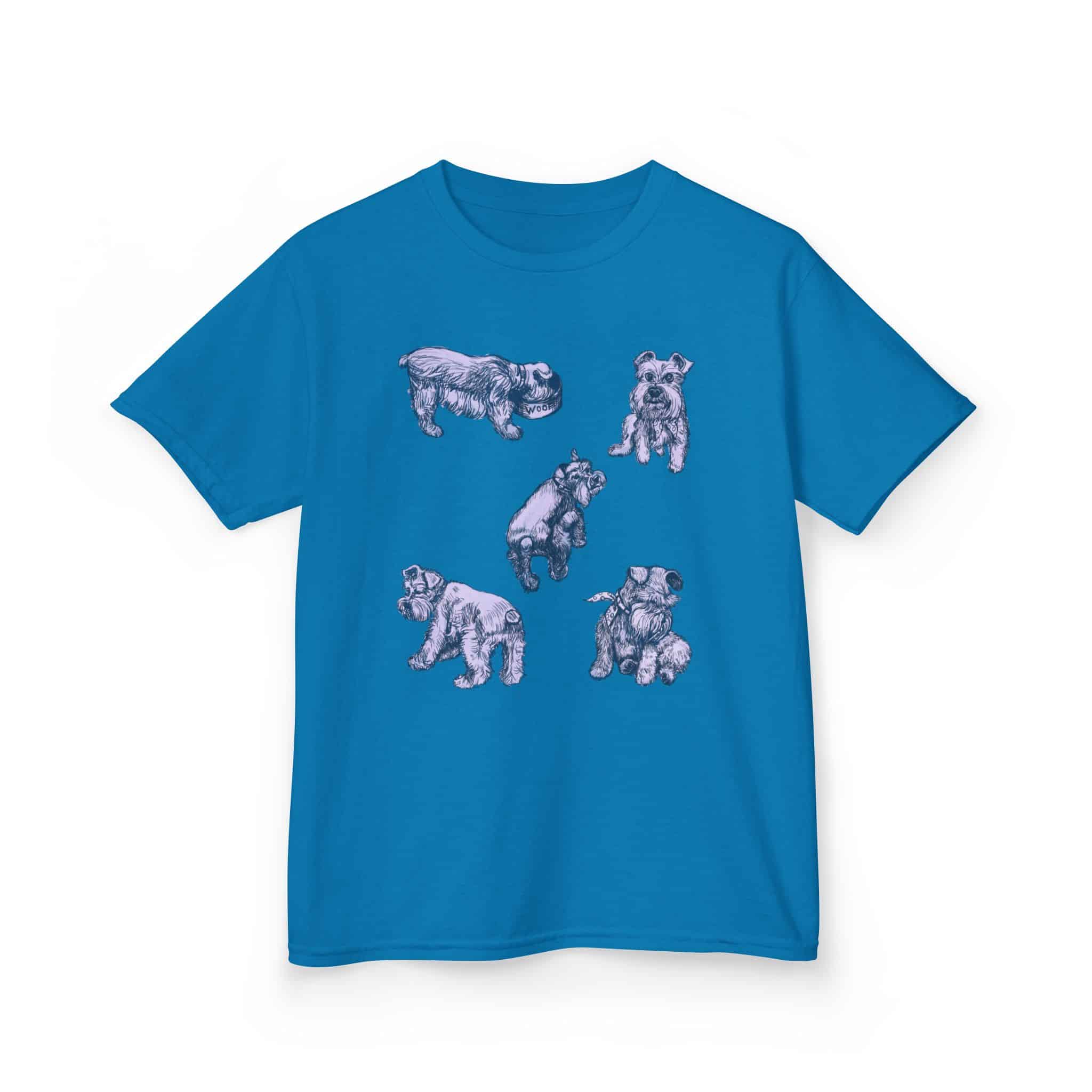Kids Tee — Cute Schnauzer Puppy Sketches Cotton T‑Shirt - Image 8