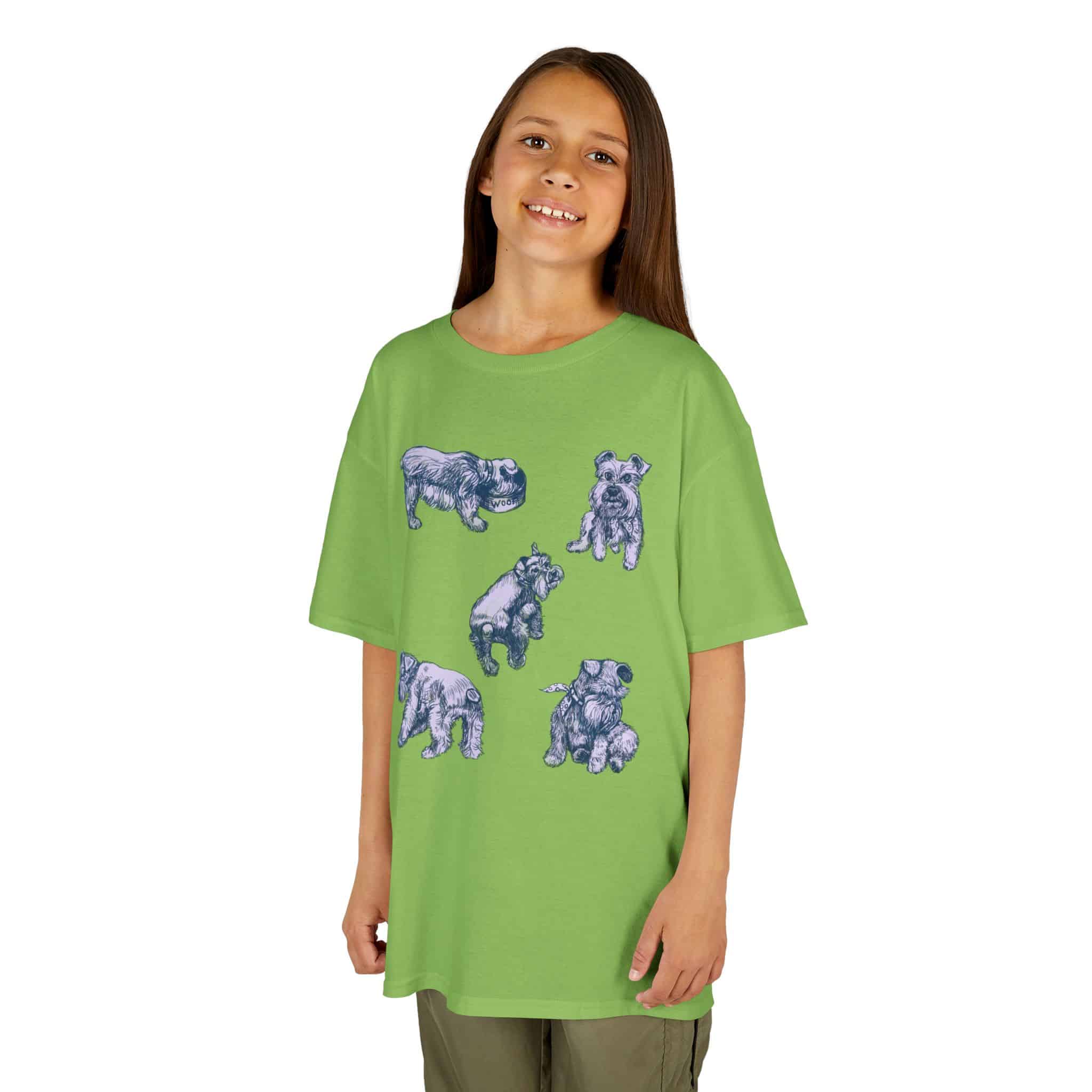 Kids Tee — Cute Schnauzer Puppy Sketches Cotton T‑Shirt - Image 22