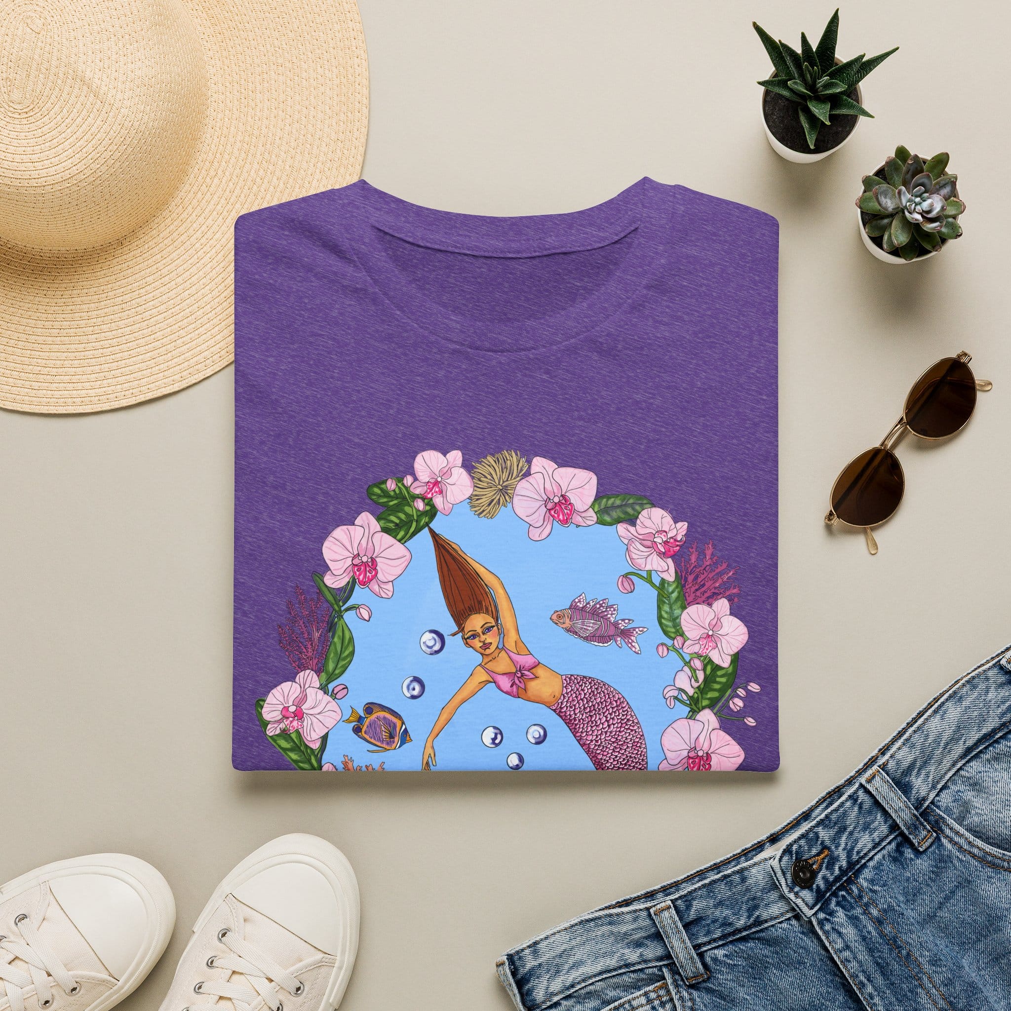 Mermaid Beach Vibes T-Shirt — Tropical Floral Ocean Graphic - Image 37