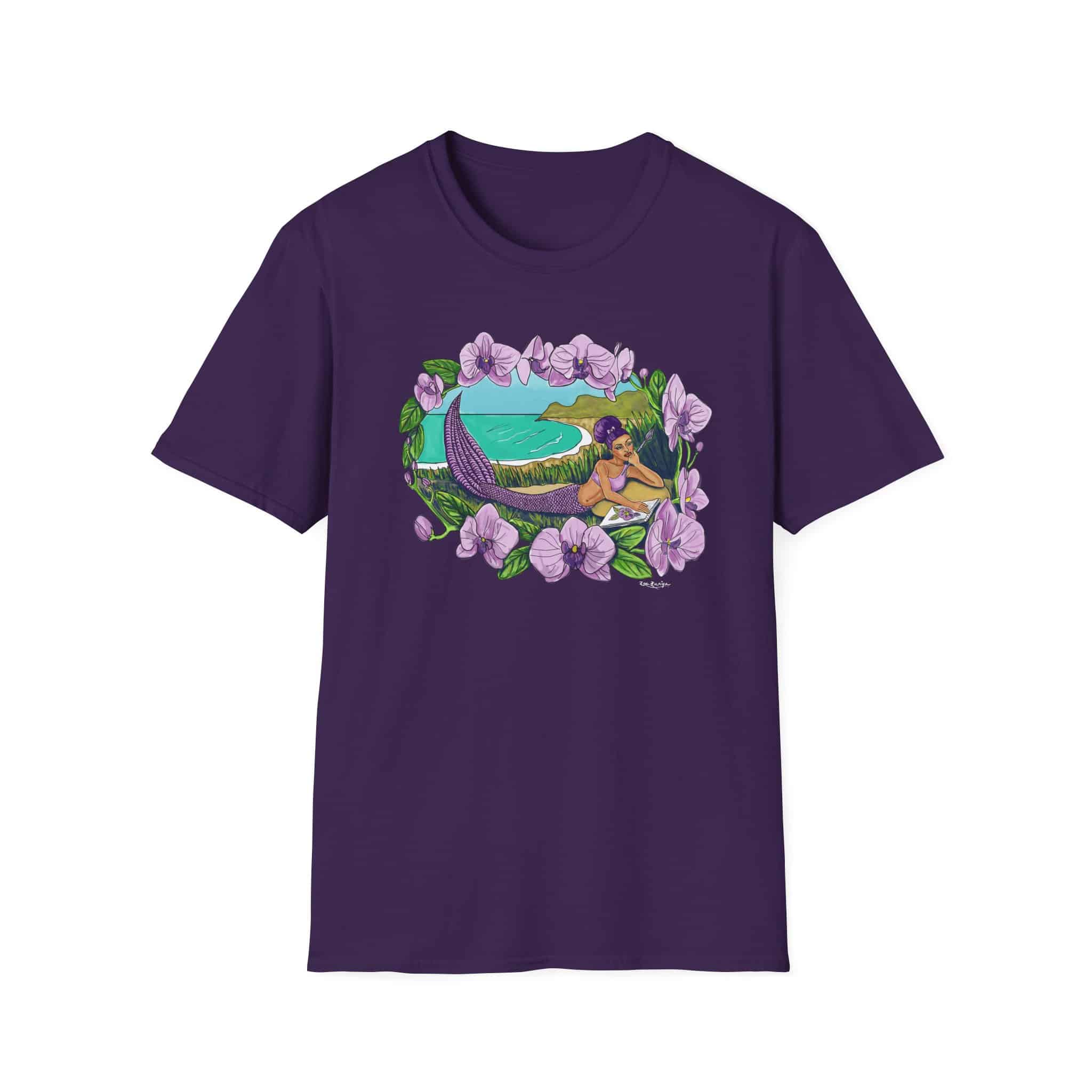 Mermaid Beach Vibes T-Shirt — Tropical Floral Ocean Graphic - Image 3
