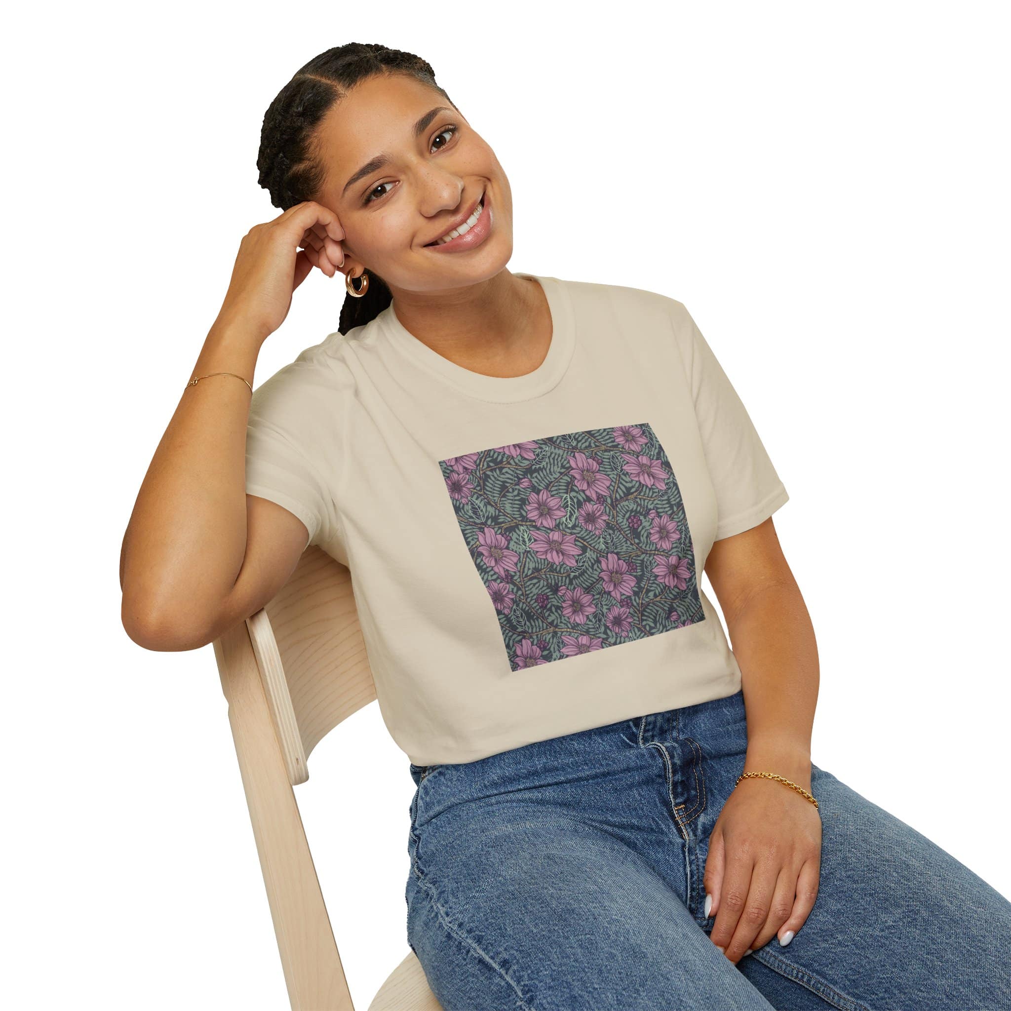 Floral Hibiscus Pattern T-Shirt — Vintage Tropical Flower Tee - Image 8