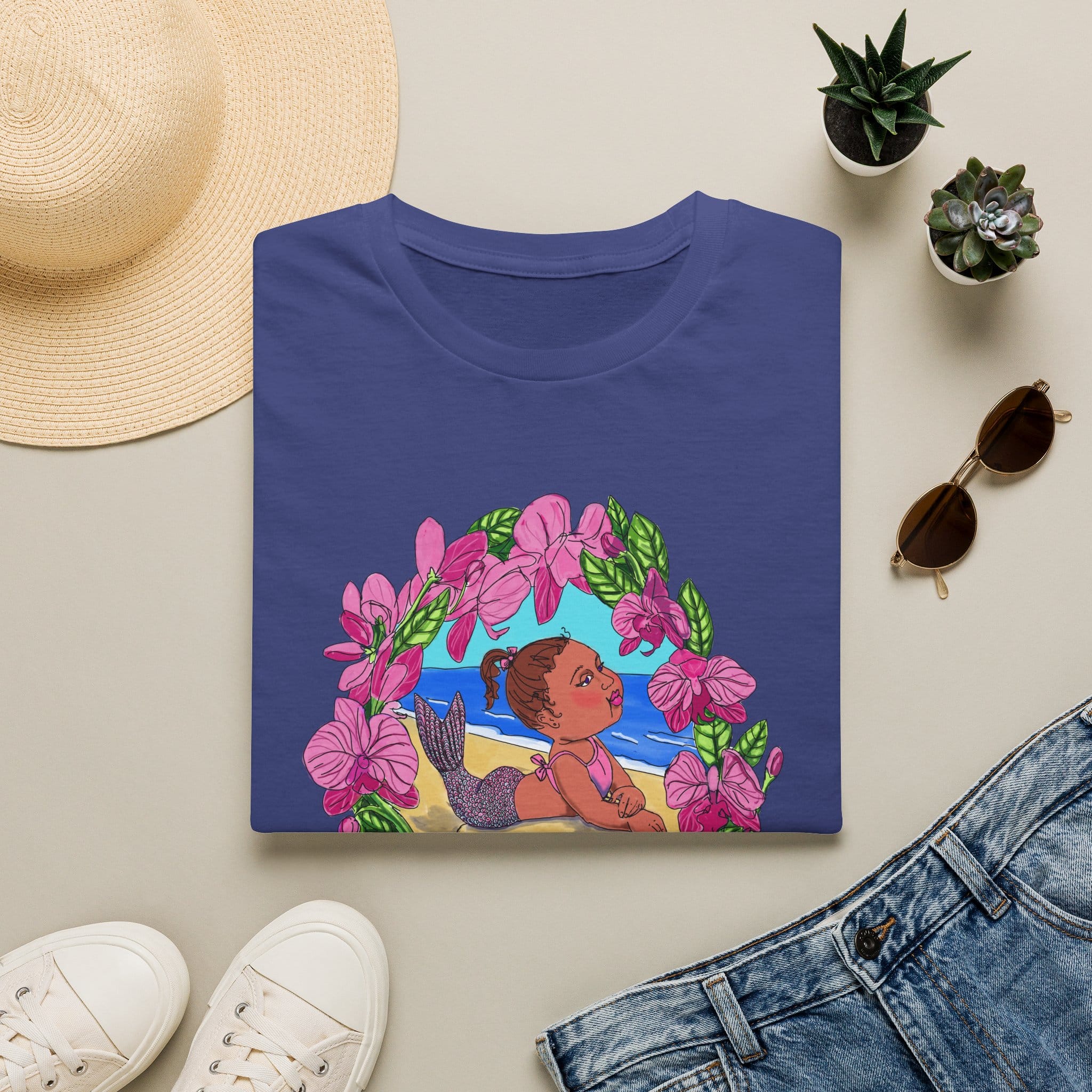 Mer-Toddler Sunbathing Beach Vibes T-Shirt — Tropical Floral Ocean Graphic - Image 19