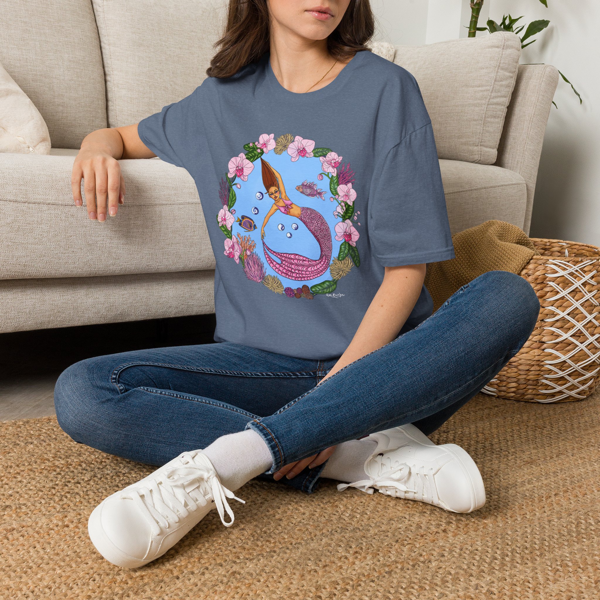Mermaid Beach Vibes T-Shirt — Tropical Floral Ocean Graphic - Image 30