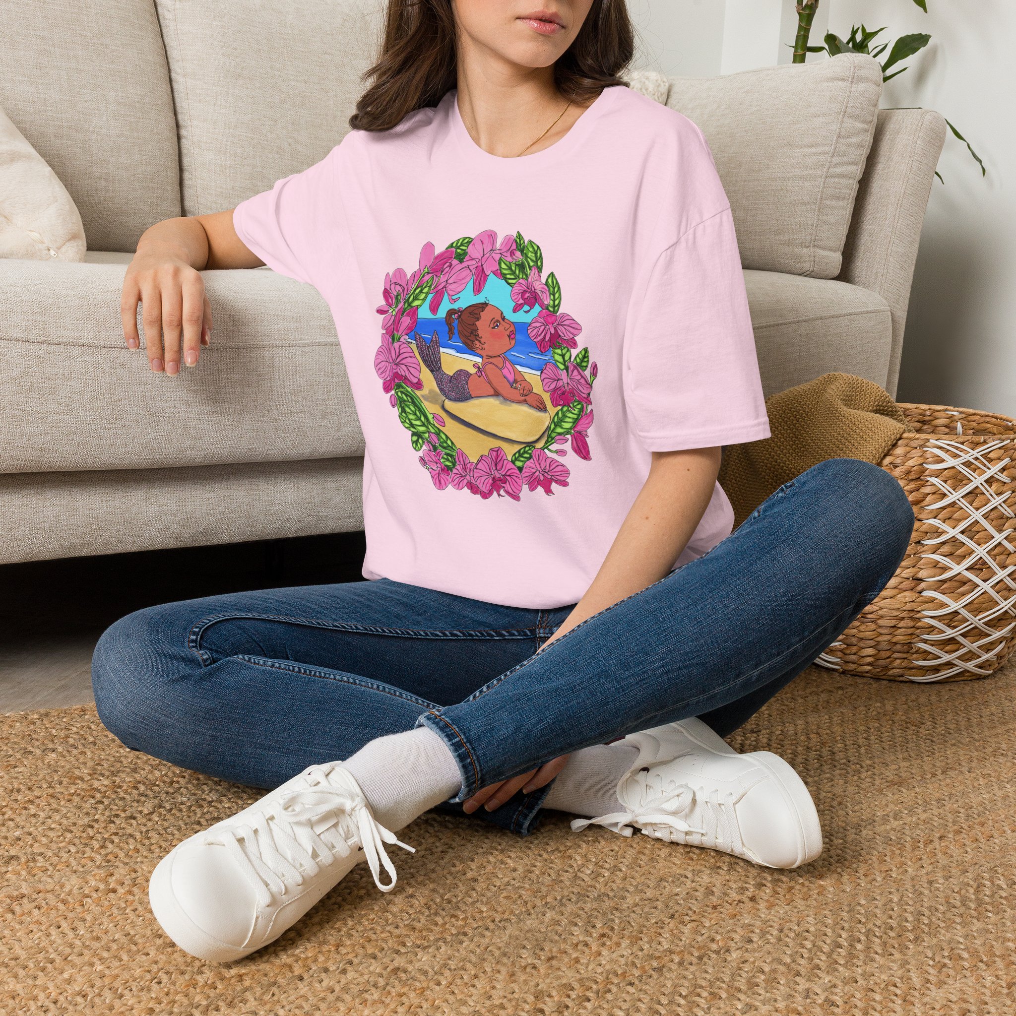 Mer-Toddler Sunbathing Beach Vibes T-Shirt — Tropical Floral Ocean Graphic - Image 8