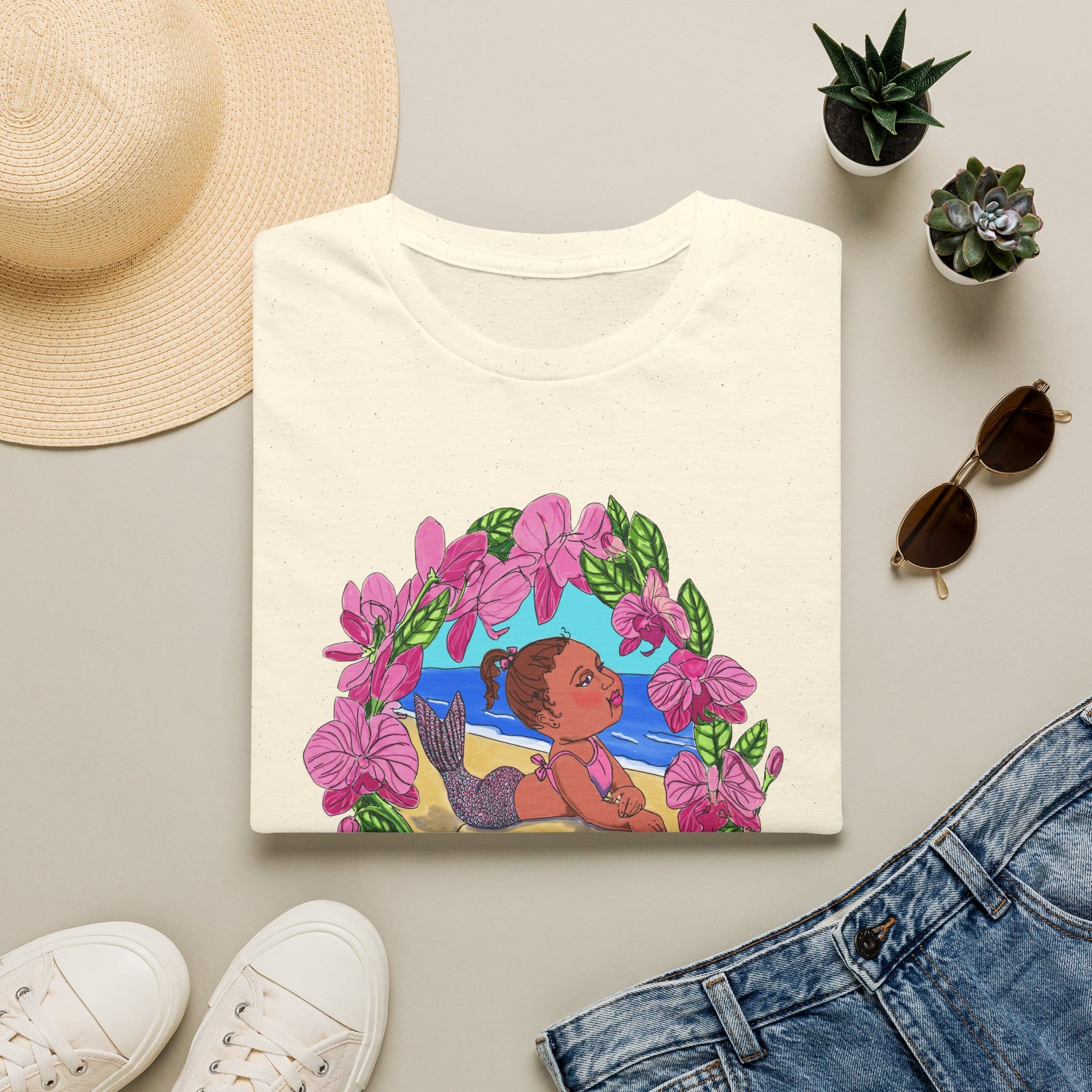 Mer-Toddler Sunbathing Beach Vibes T-Shirt — Tropical Floral Ocean Graphic - Image 13