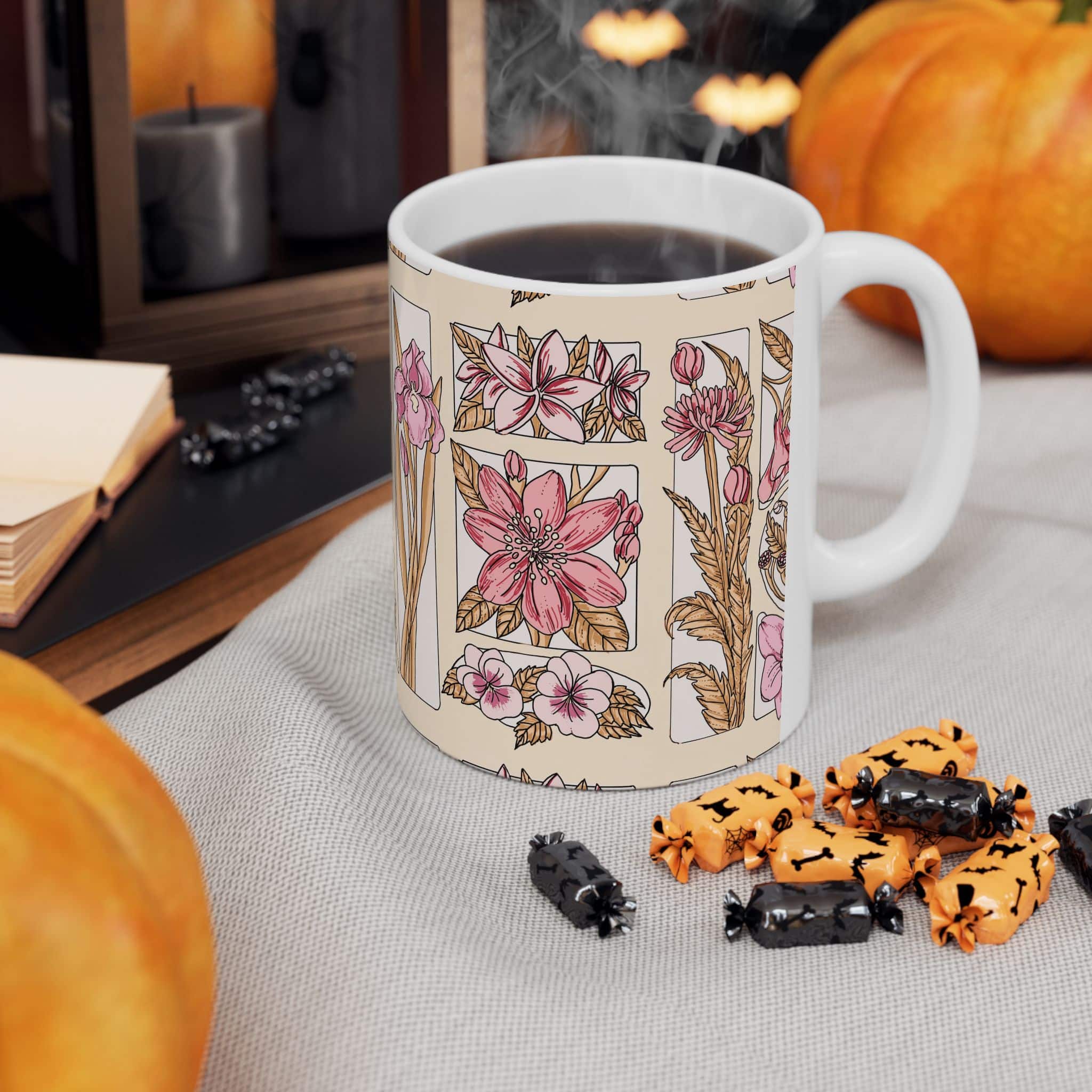 Floral Herbarium Ceramic Mug — Vintage Botanical 11oz/15oz - Image 4