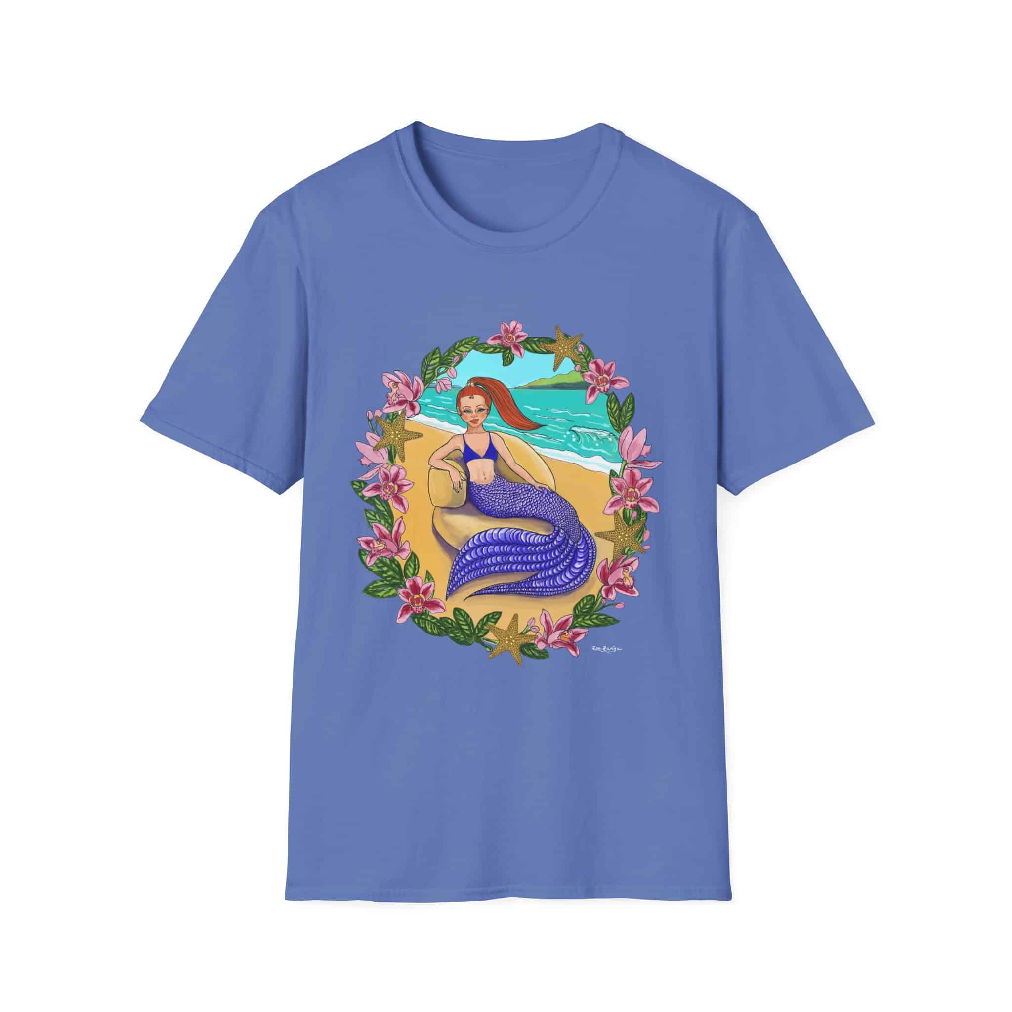 Red-Headed Mermaid Beach Vibes T-Shirt — Tropical Floral Ocean Graphic - Image 33