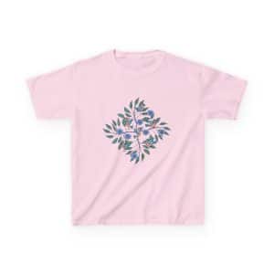 Kids Tee — Stick Figure Birds Floral Leaf Diamond Graphic
