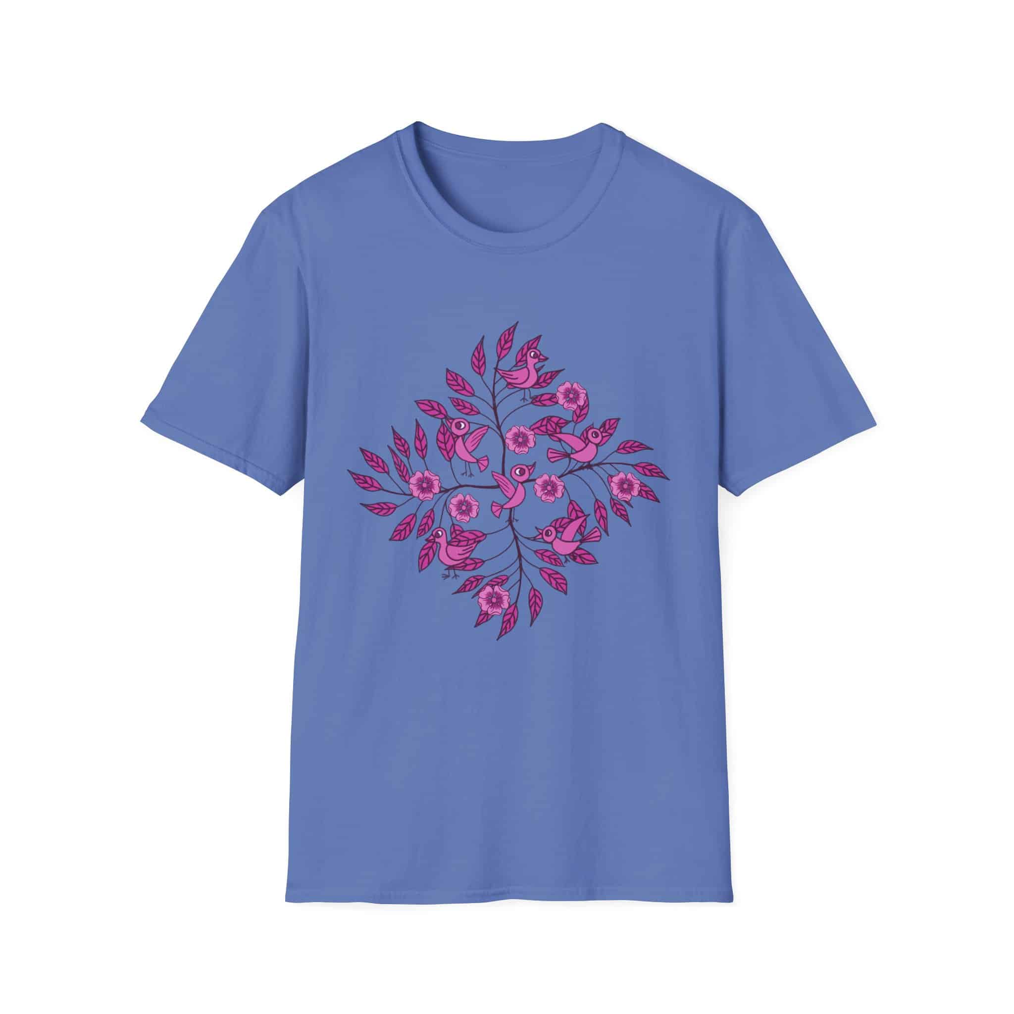 Floral Bird Branch T-Shirt —Pink Blossoms Graphic Tee - Image 15