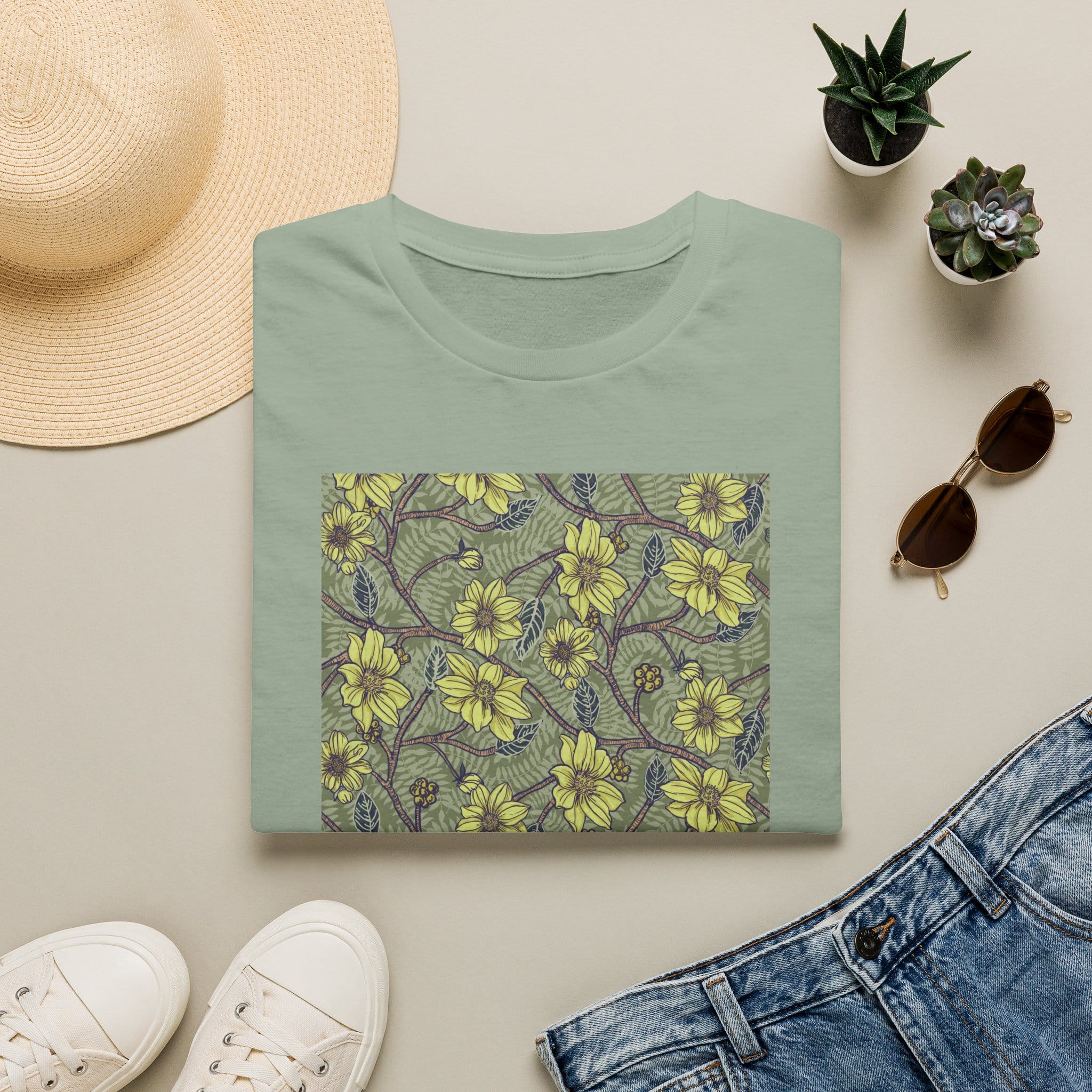 Floral Hibiscus Pattern T-Shirt — Vintage Tropical Flower Tee - Image 22