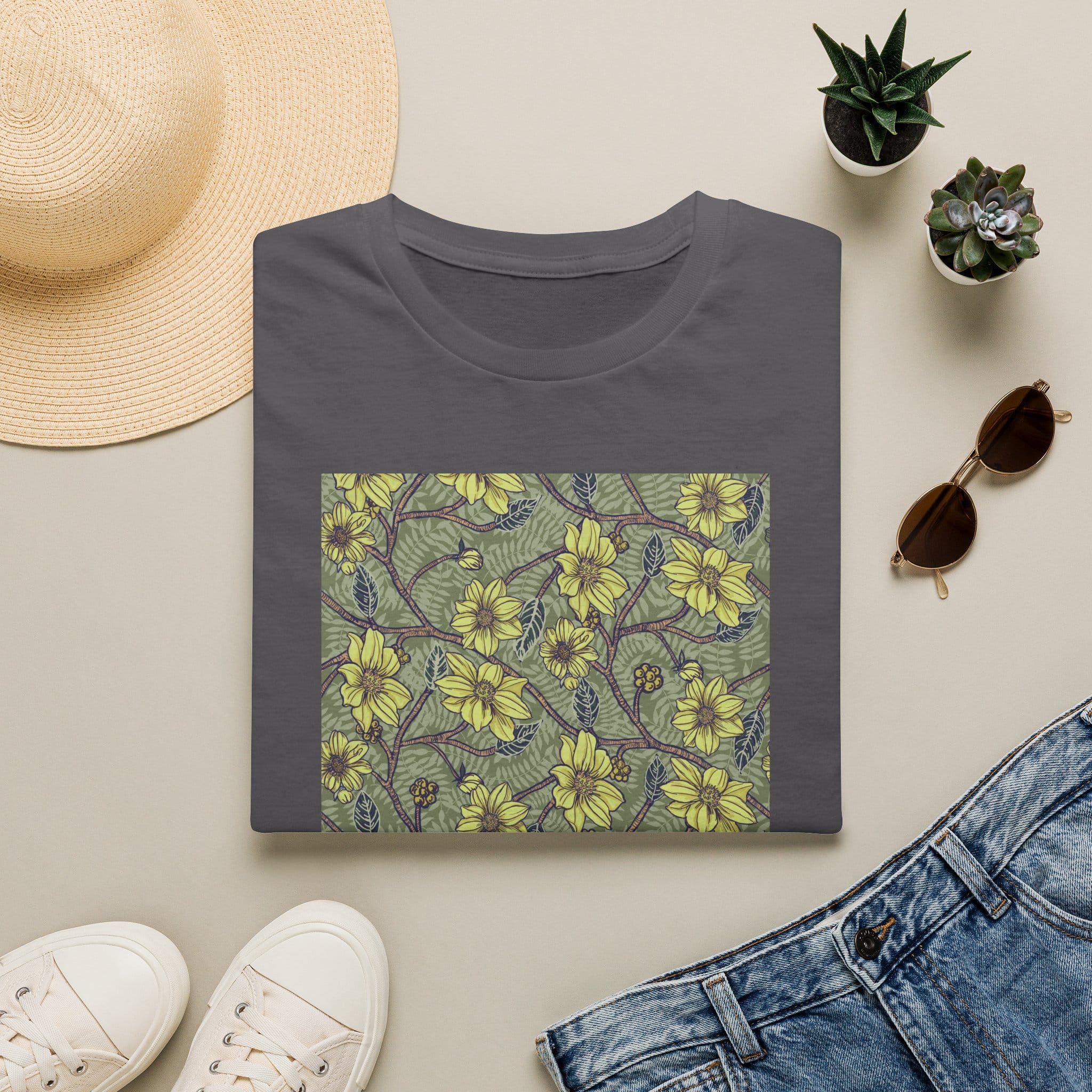 Floral Hibiscus Pattern T-Shirt — Vintage Tropical Flower Tee - Image 12