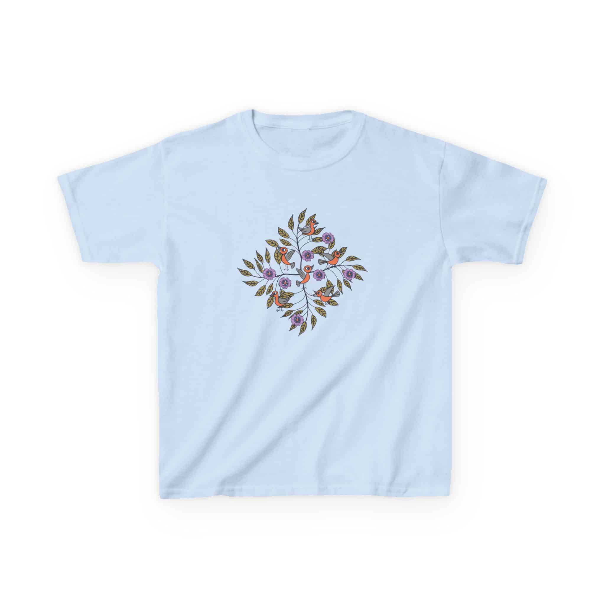 Kids Tee — Colorful Leaf Bird and Floral Mosaic Graphic Kids T-Shirt | Nature-Inspired Autumn Shirt for Boys & Girls - Image 5