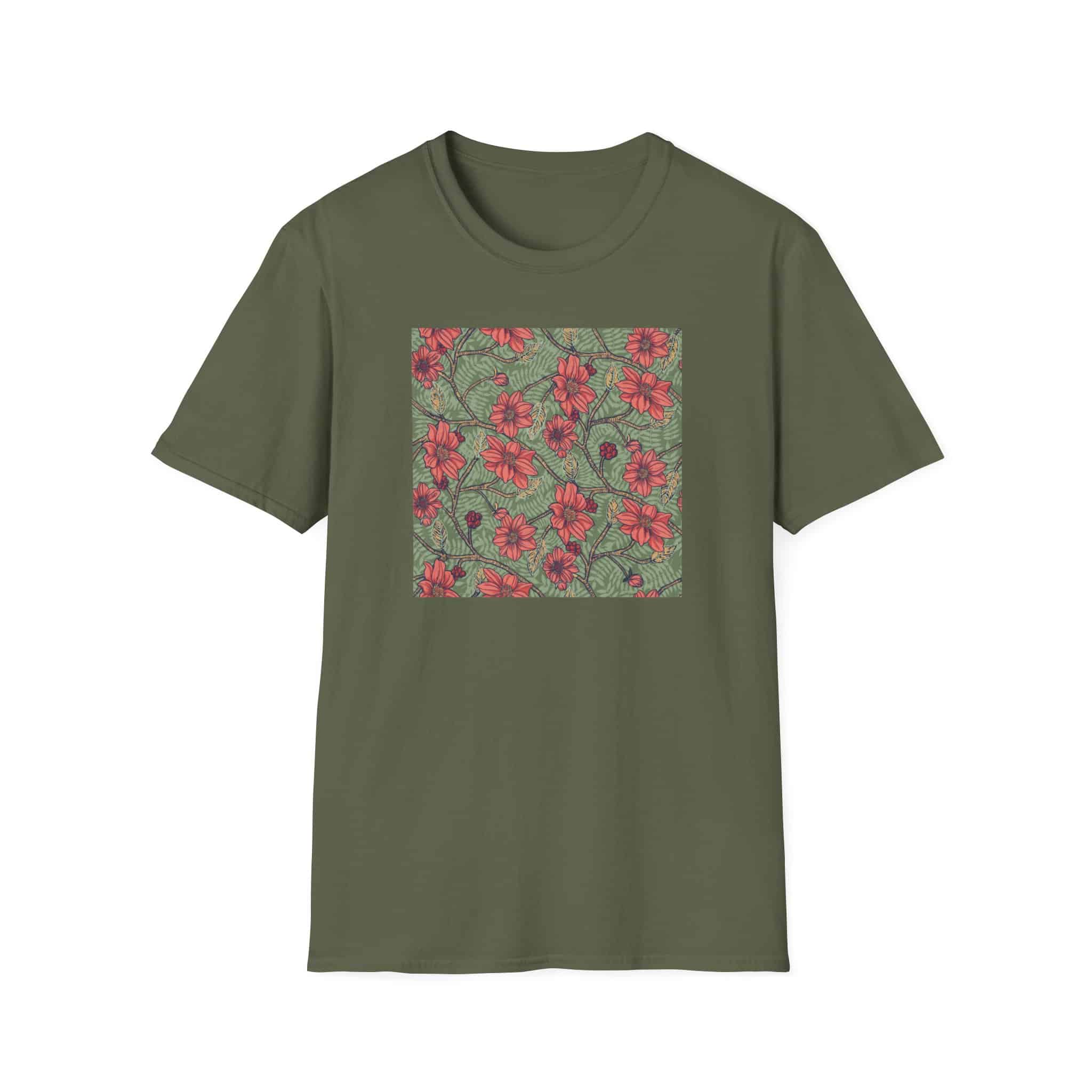 Floral Hibiscus Pattern T-Shirt — Vintage Tropical Flower Tee - Image 6