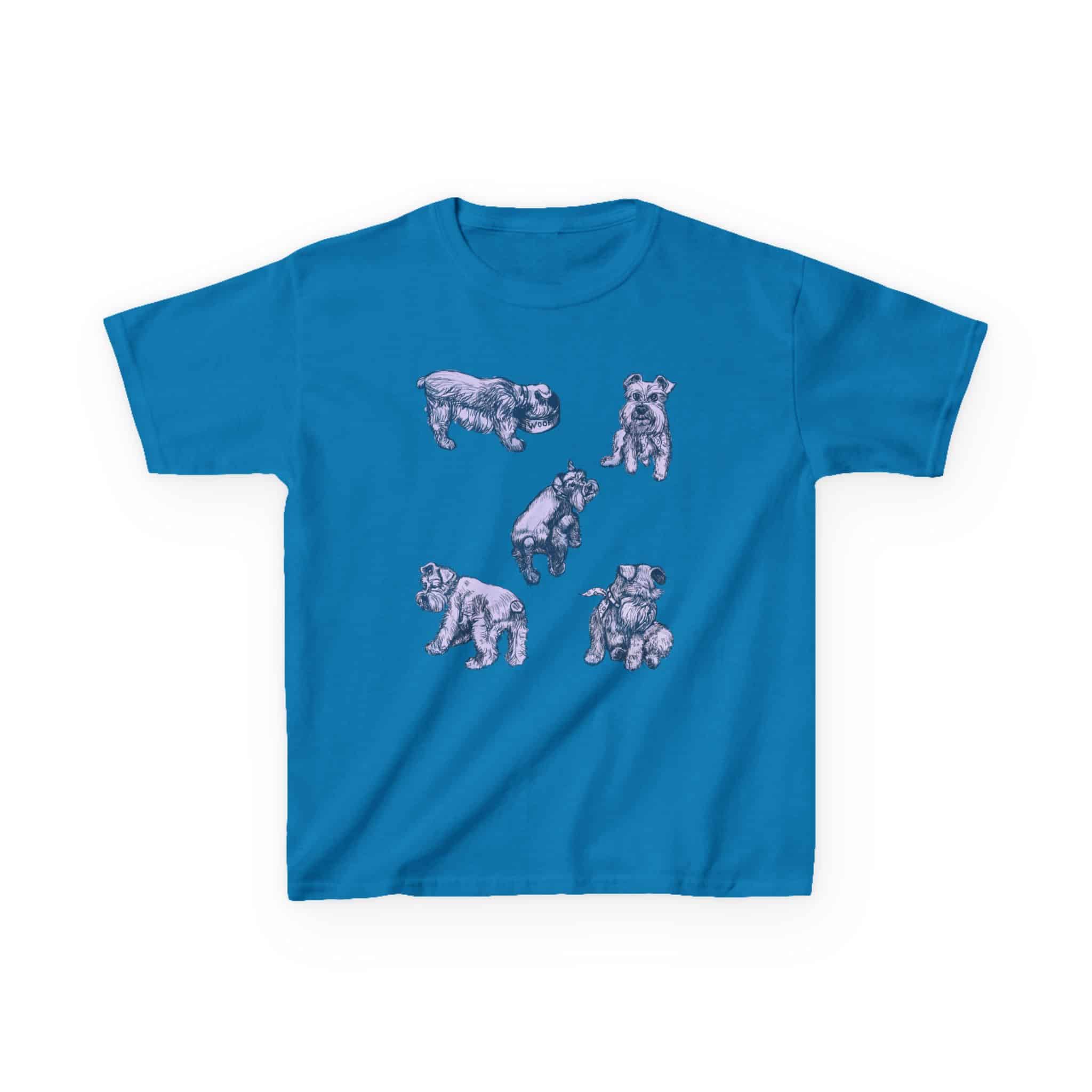 Kids Tee — Cute Schnauzer Puppy Sketches Cotton T‑Shirt - Image 9