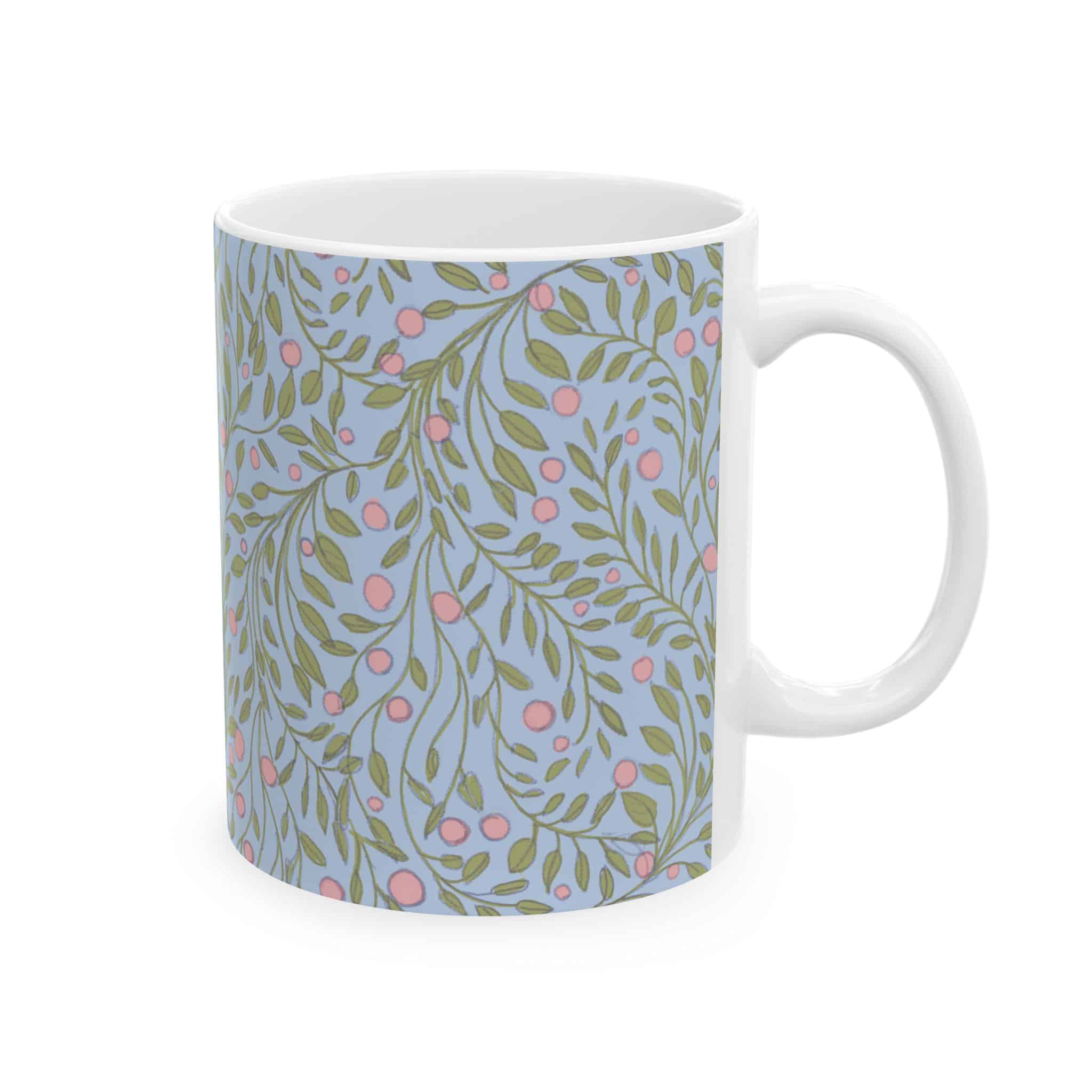 Floral Vine Ceramic Mug — Pastel Botanical Pattern (11oz & 15oz) - Image 2