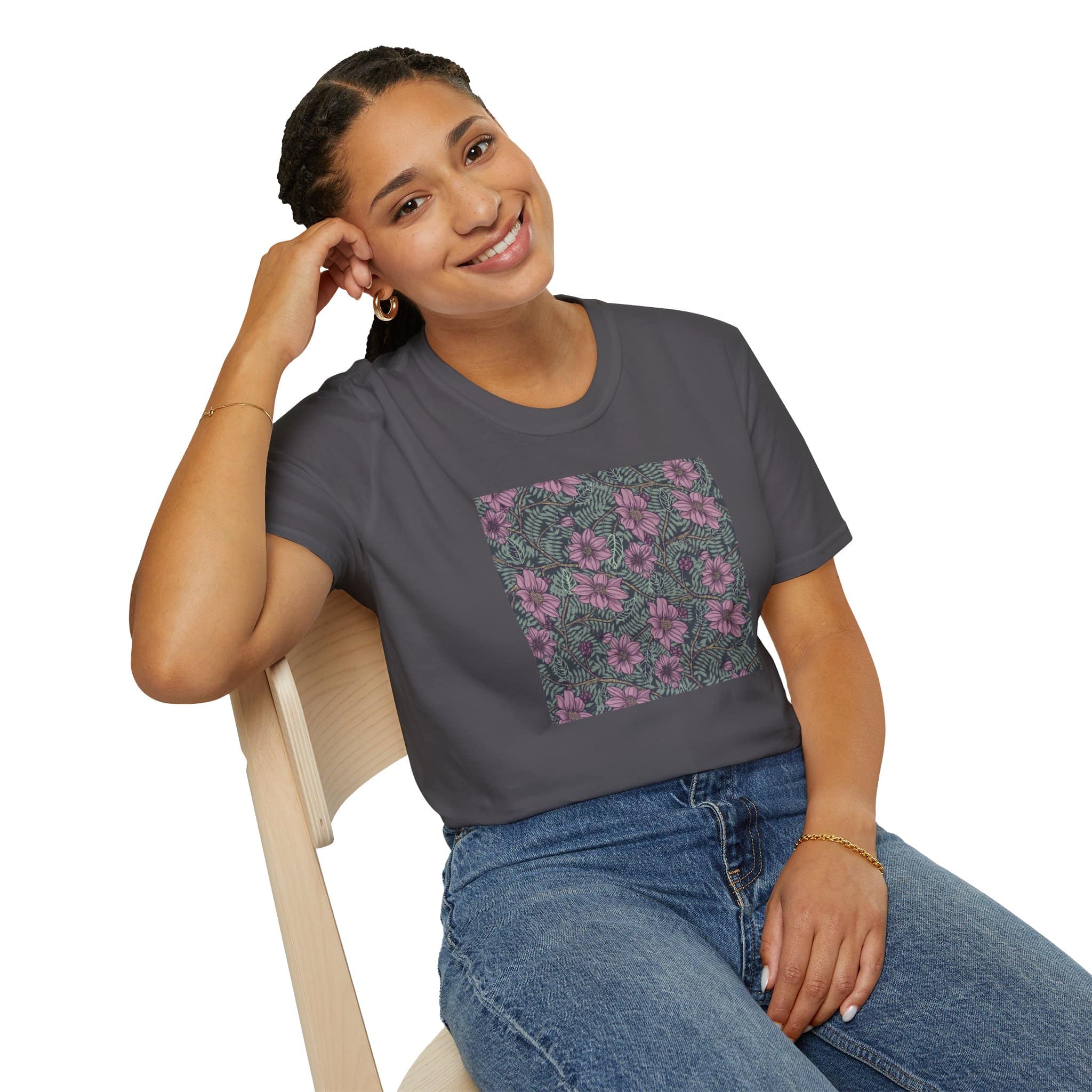 Floral Hibiscus Pattern T-Shirt — Vintage Tropical Flower Tee - Image 24