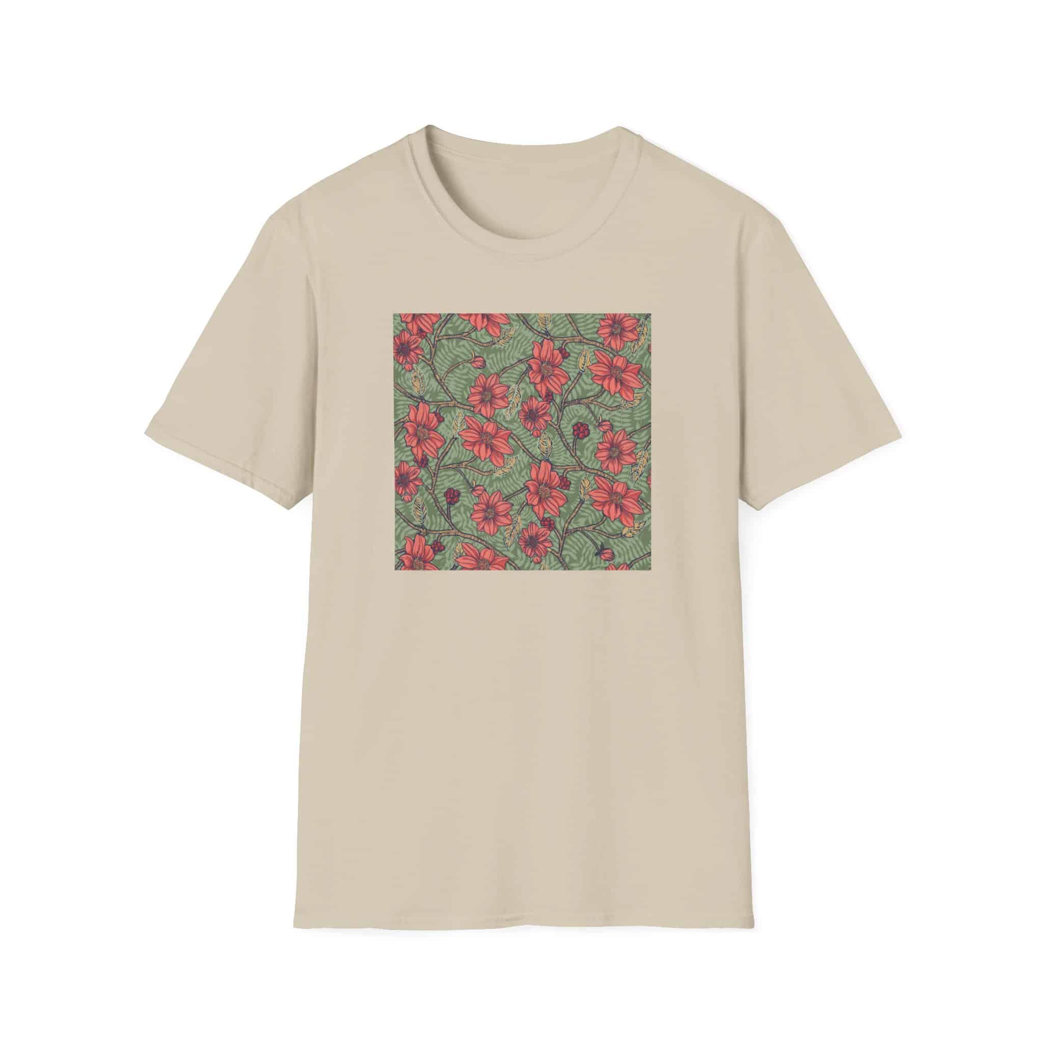 Floral Hibiscus Pattern T-Shirt — Vintage Tropical Flower Tee - Image 9
