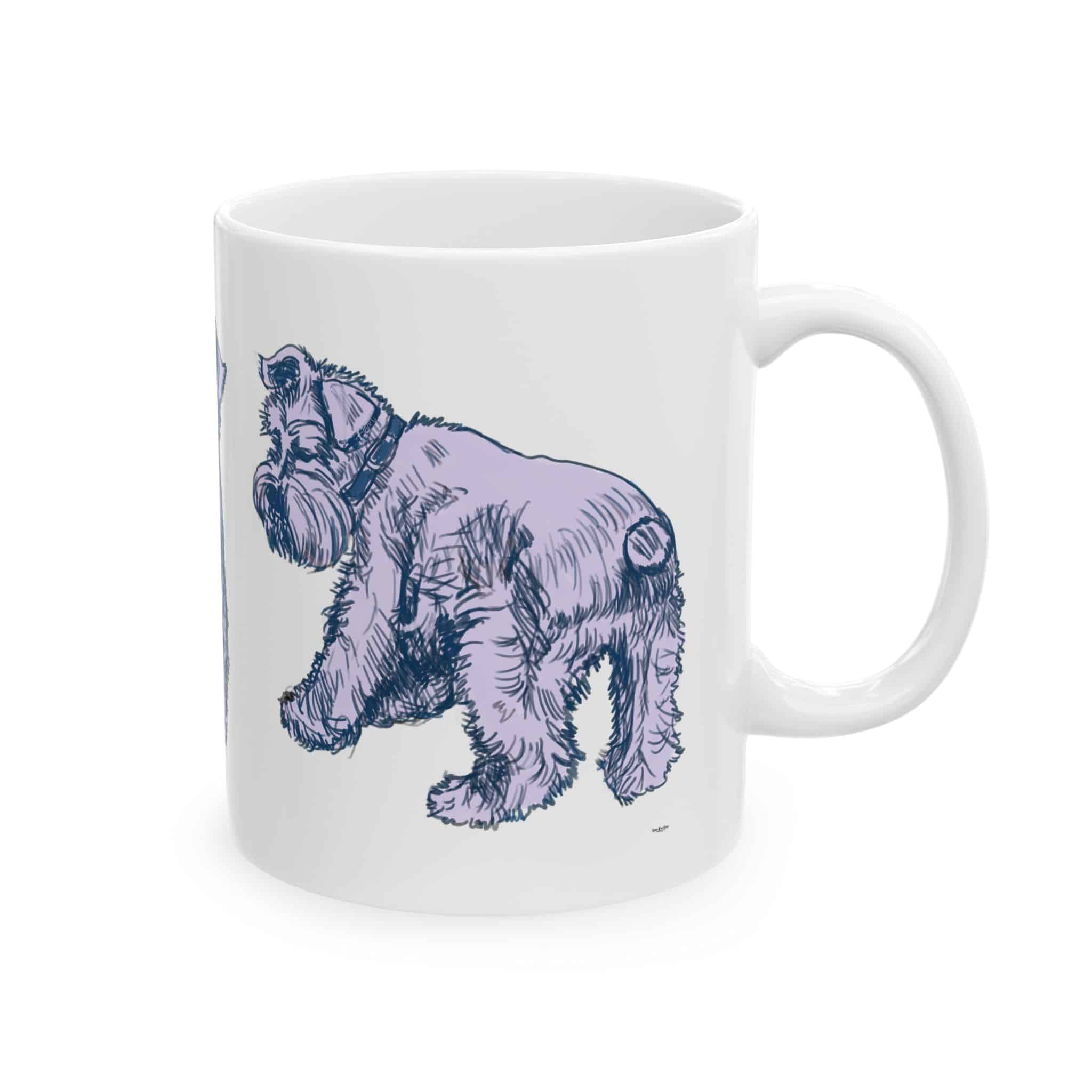 Hand Drawn Schnauzer Sketchs Ceramic Mug — Illustrated Dog Lover Coffee Cup (11oz, 15oz) - Image 3
