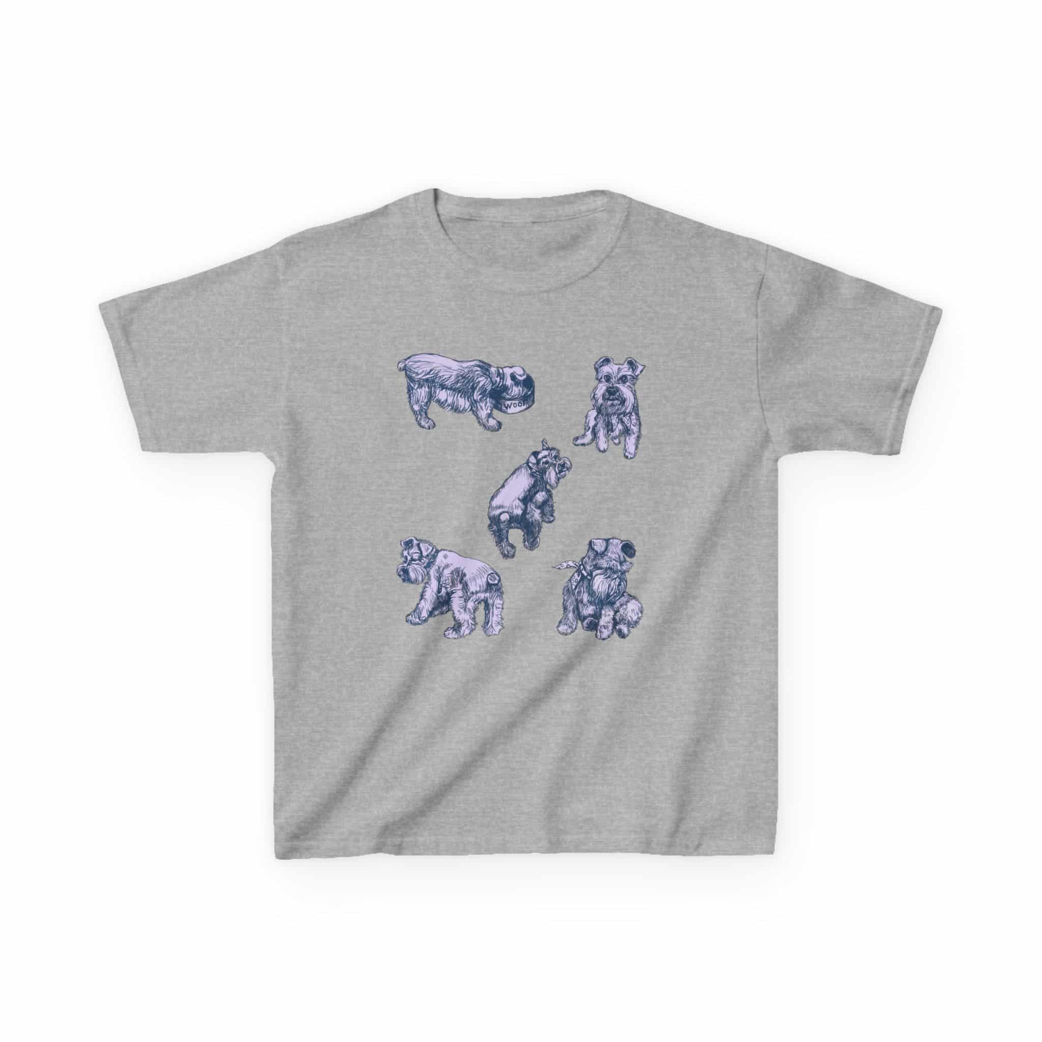 Kids Tee — Cute Schnauzer Puppy Sketches Cotton T‑Shirt - Image 14
