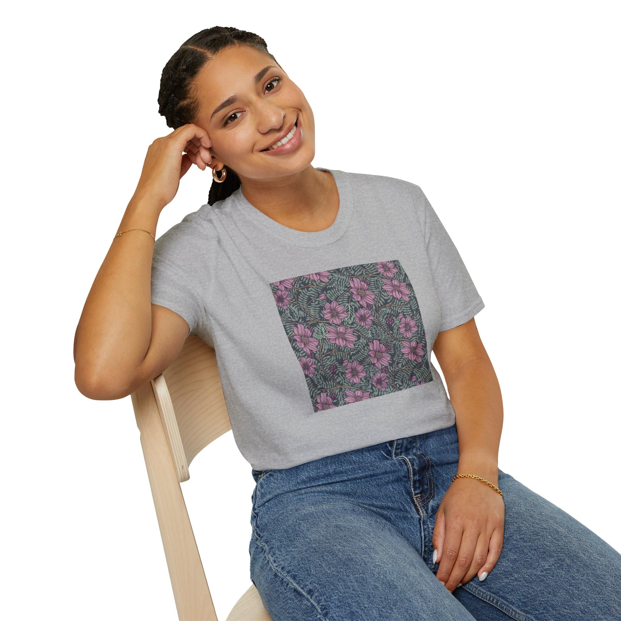 Floral Hibiscus Pattern T-Shirt — Vintage Tropical Flower Tee - Image 20