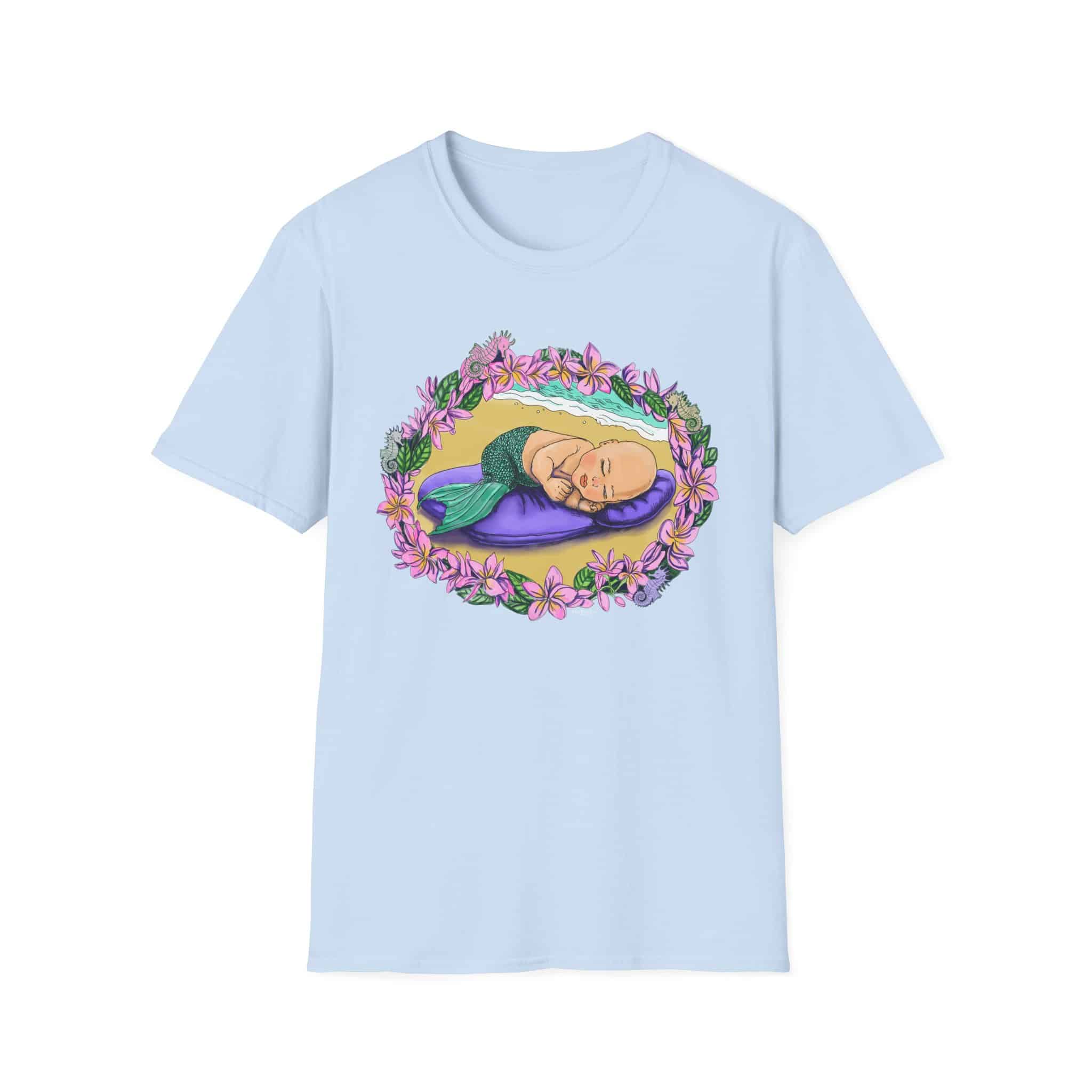 Mer-Toddler Napping on the Beach T-Shirt — Tropical Floral Ocean Graphic - Image 6