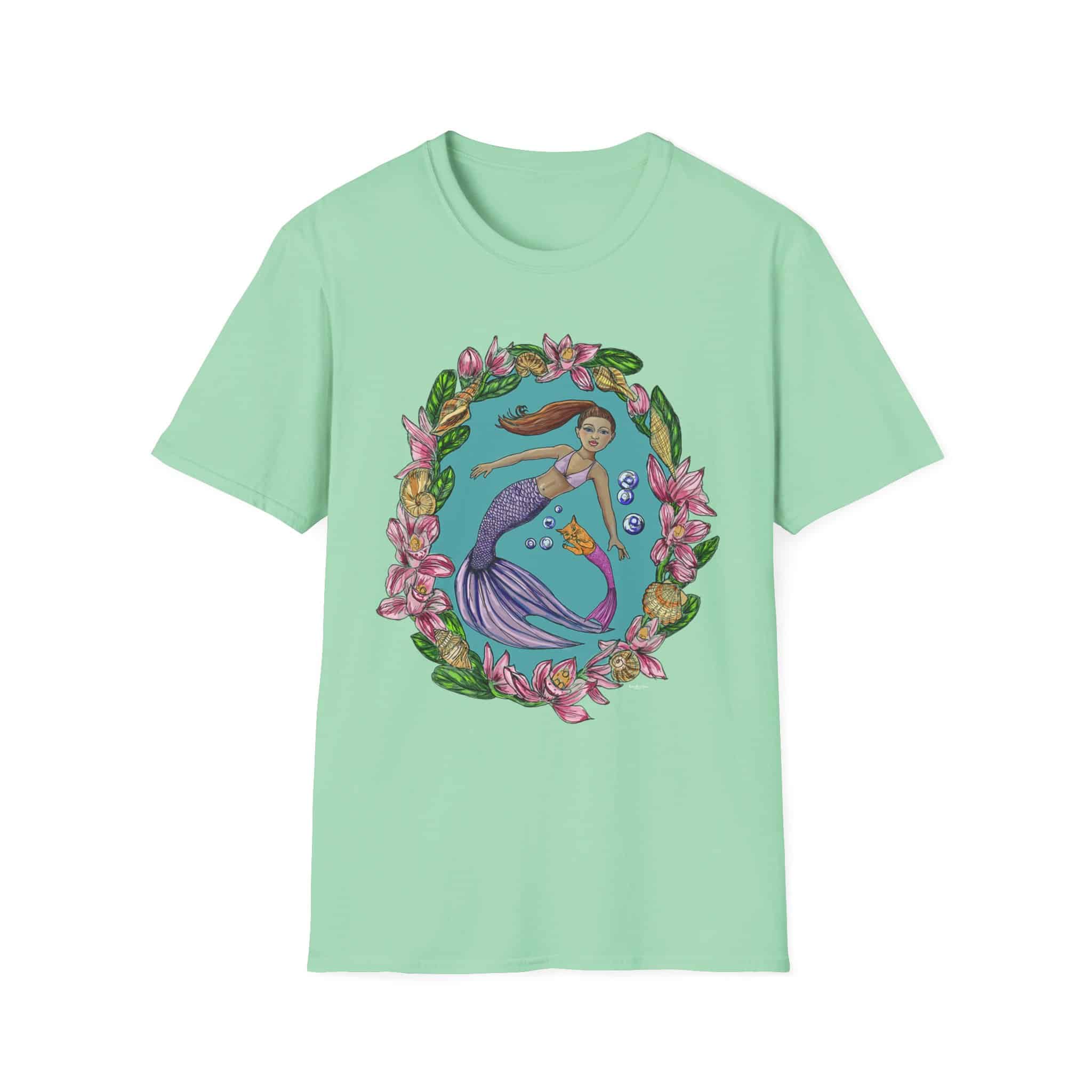 Mercat with Mermaid Beach Vibes T-Shirt — Tropical Floral Ocean Graphic - Image 33